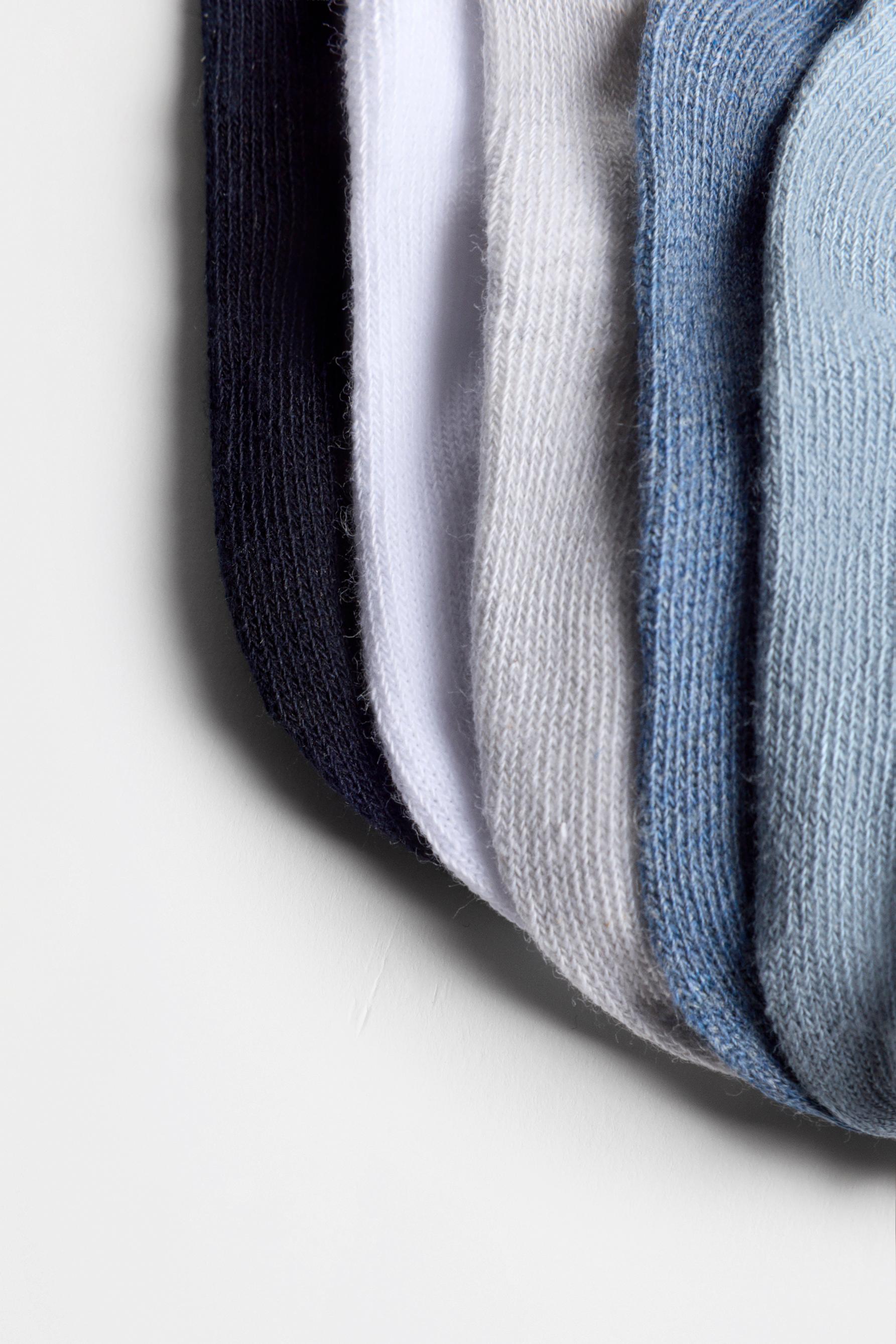 Plain Short Socks (10-Pack) — BLUE/WHITE