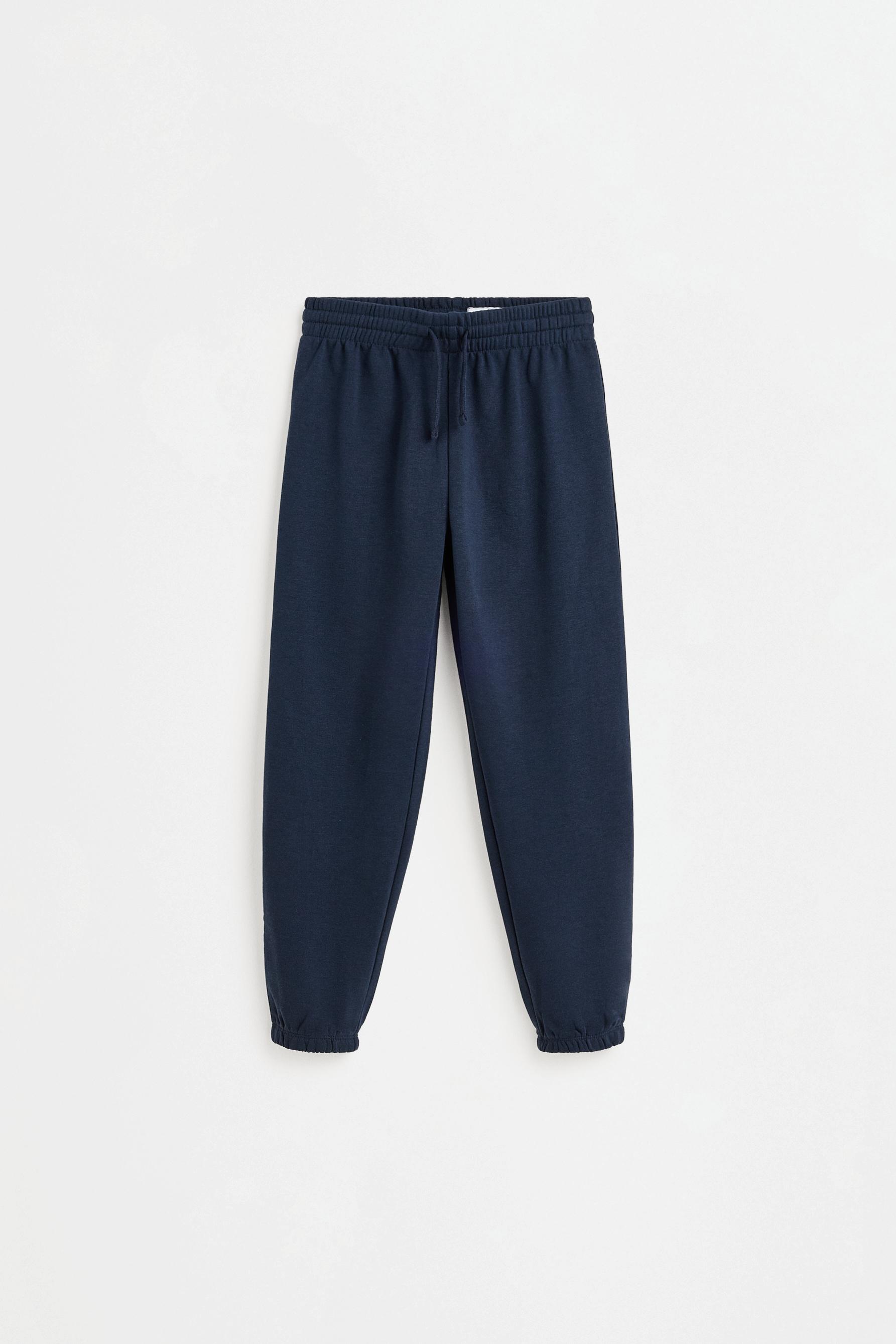 Solid plush trousers — NAVY