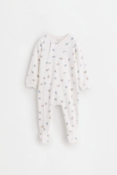 Printed interlock sleepsuit — BLUE 1