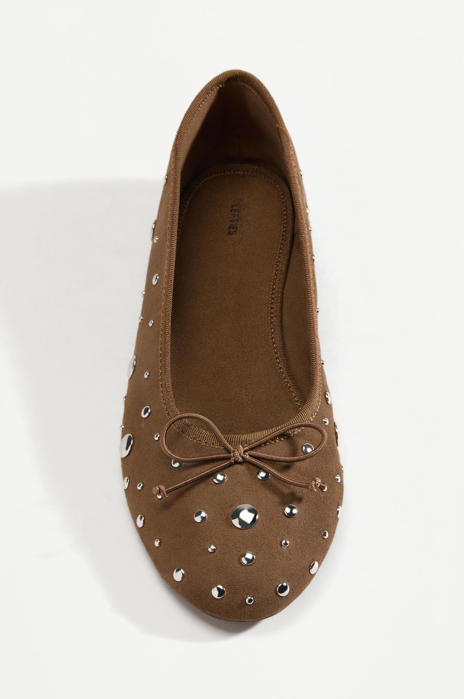 Studded bow ballet flats — LEATHER