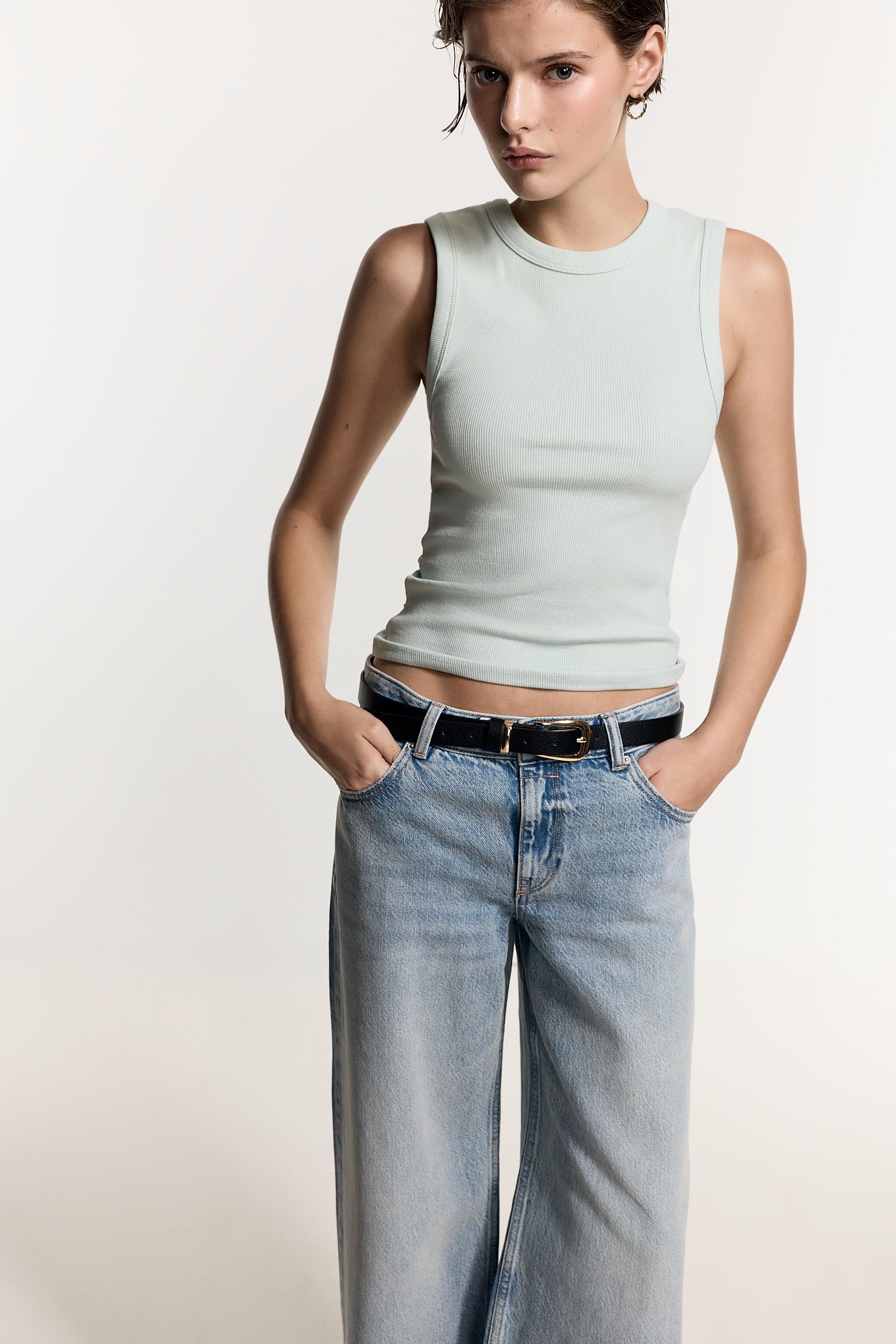 Ribbed racerback top — PALE MINT GREEN