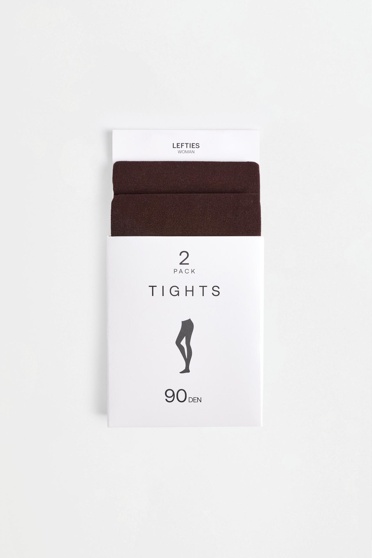 Basic 90 denier tights (2-pack) — CHOCOLATE