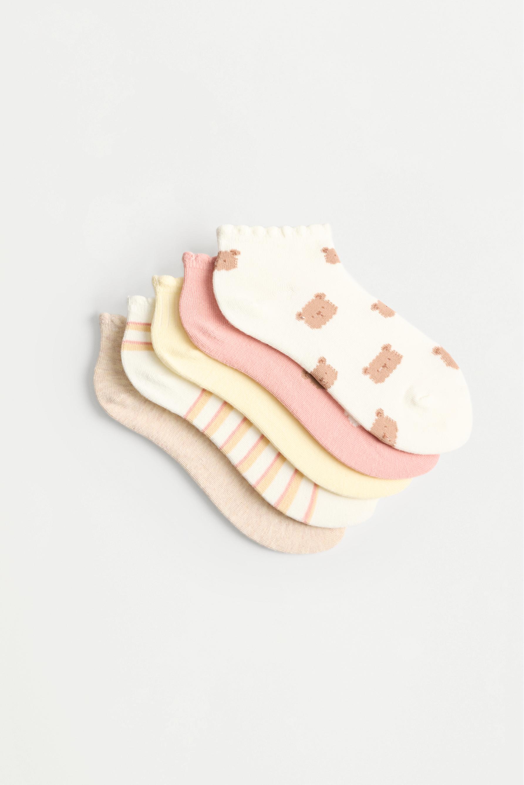 Bear short socks (Pack of 5) — DUSTY PINK