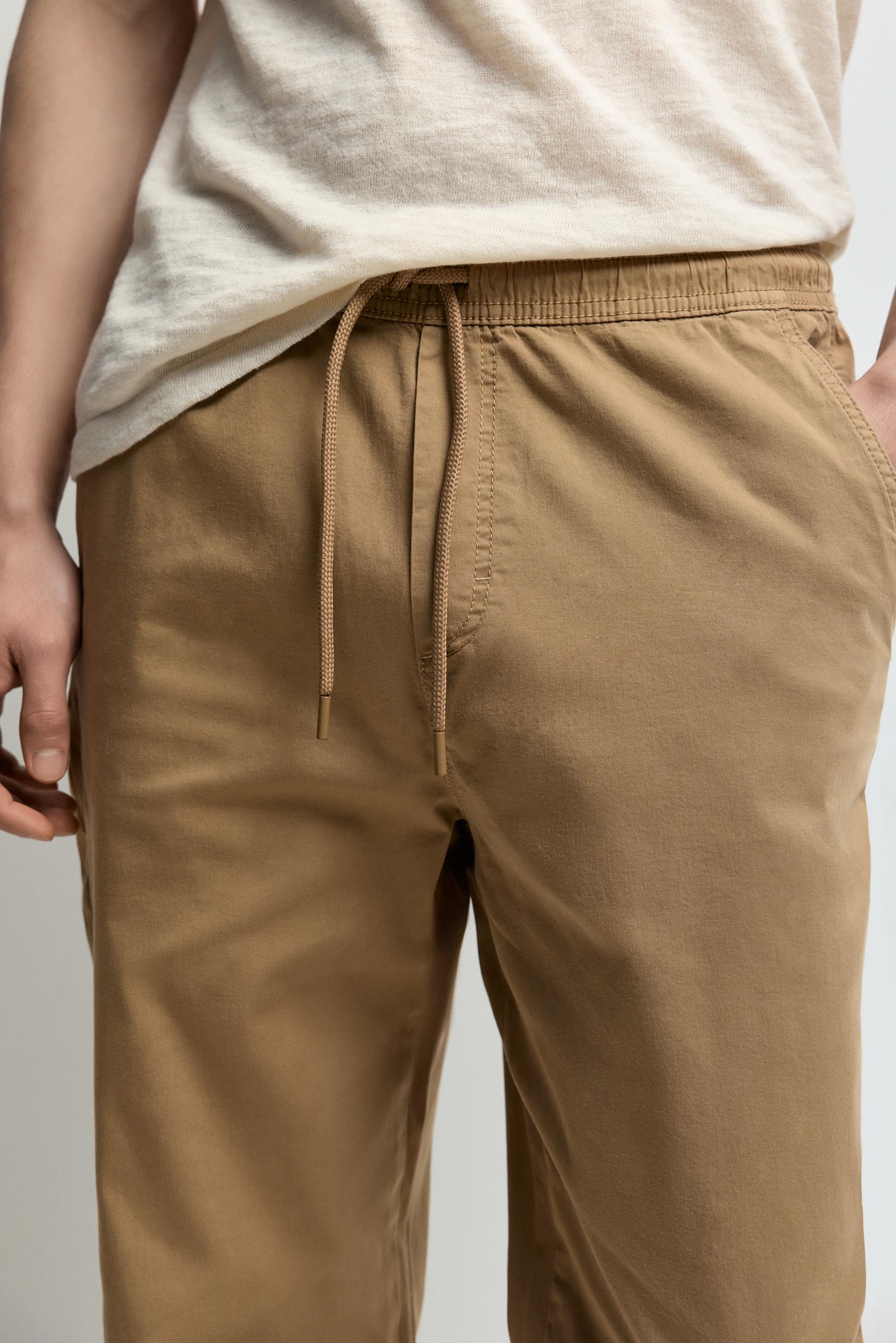 Elastic hem joggers — CAMEL