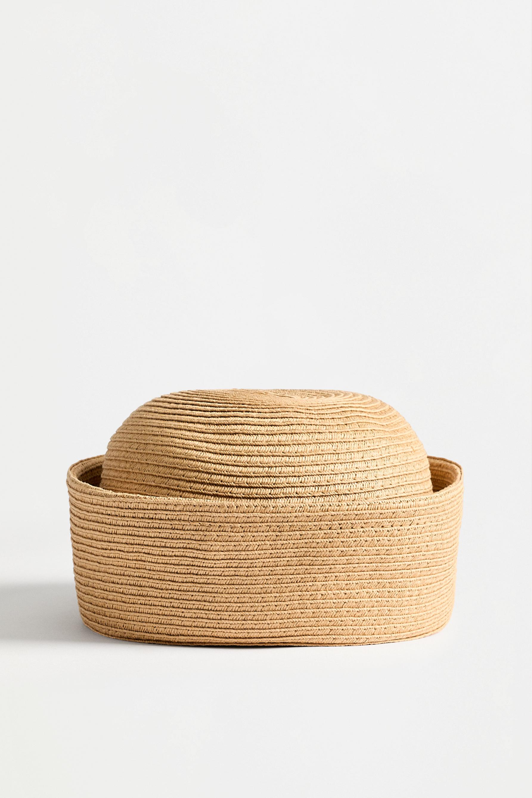 Raffia-effect sailor hat — ECRU/BROWN