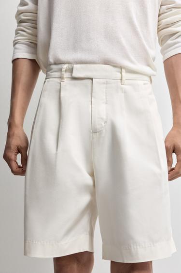 Pleated chino Bermuda shorts — OFF WHITE 3