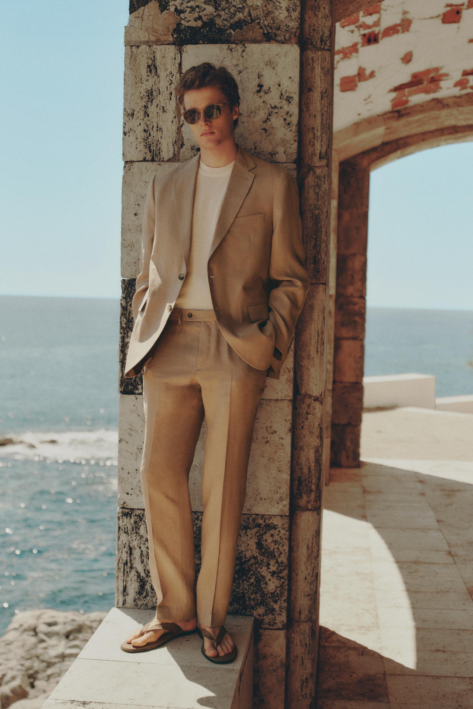 100% linen suit trousers — BROWN