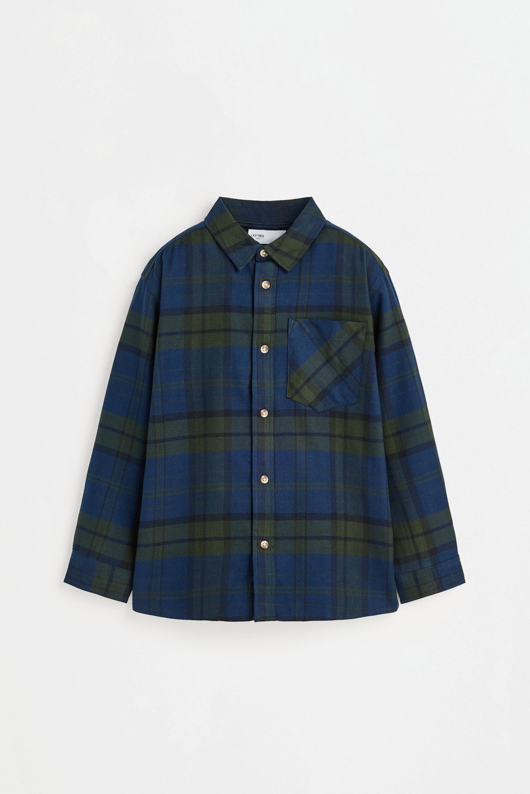 Plaid flannel shirt — BLUE