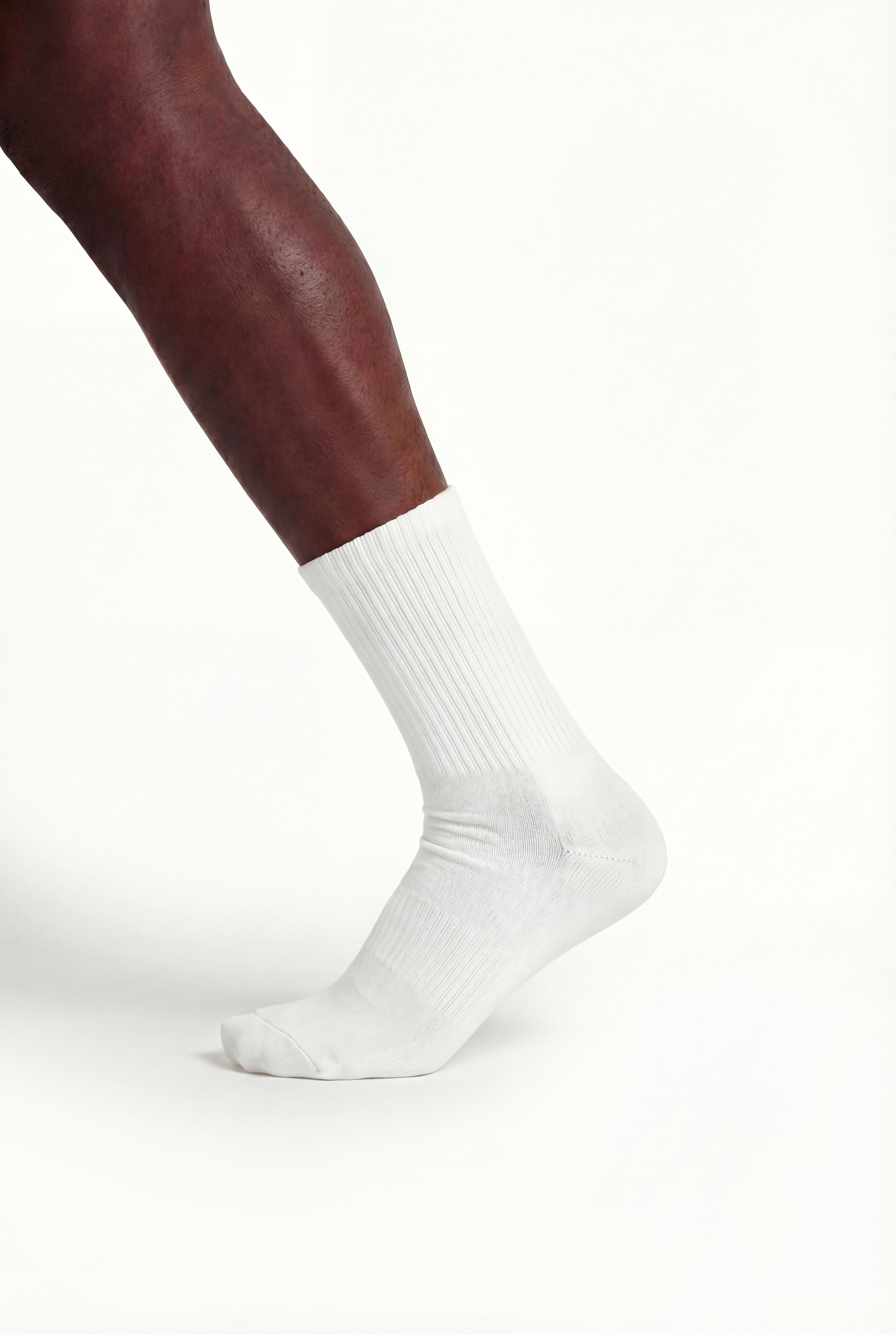Long ribbed sports socks (Pack 5) — WHITE