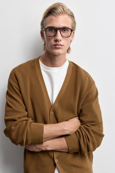 Textured cardigan — TOBACCO BROWN 5