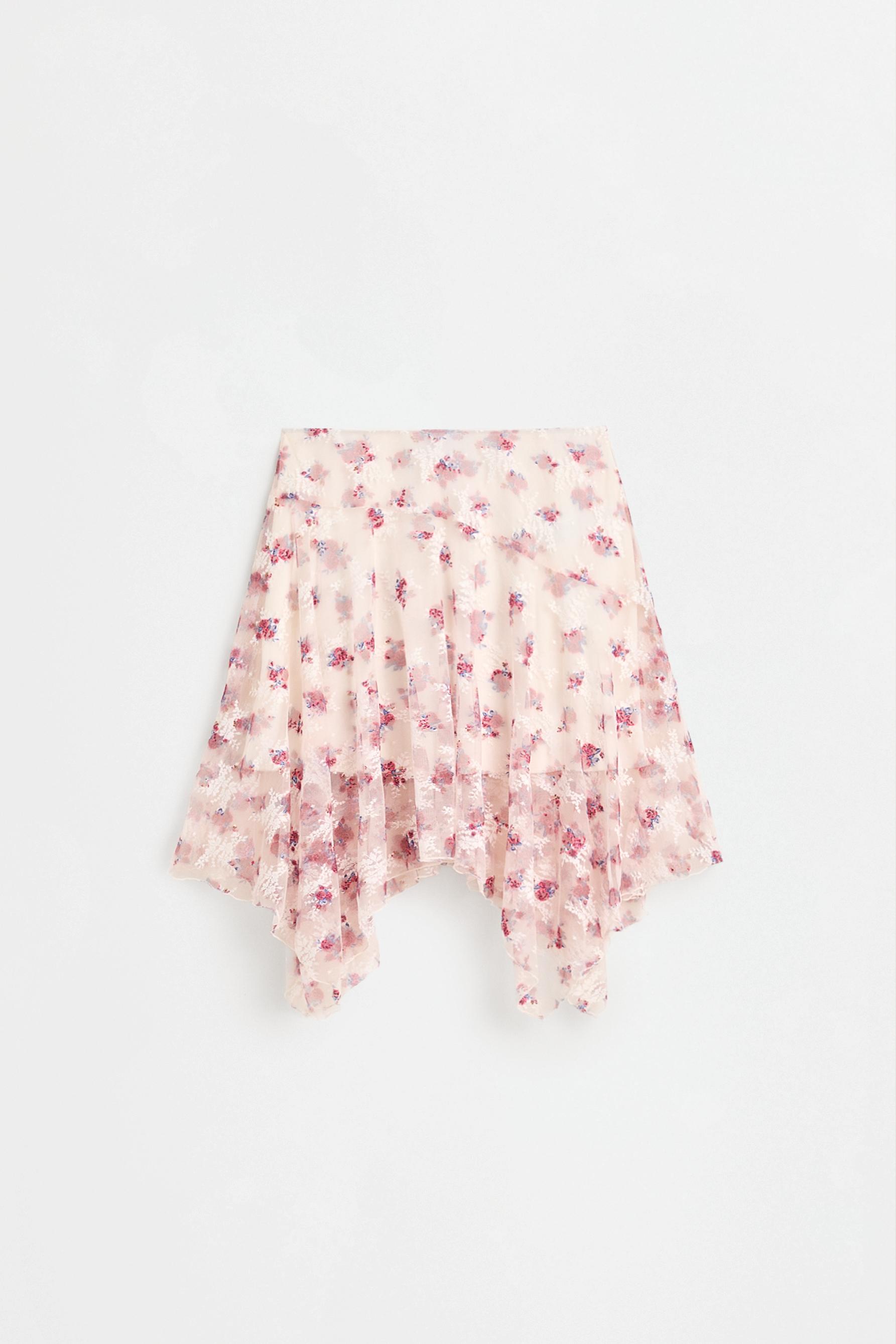 Floral asymmetric skirt — OFF WHITE