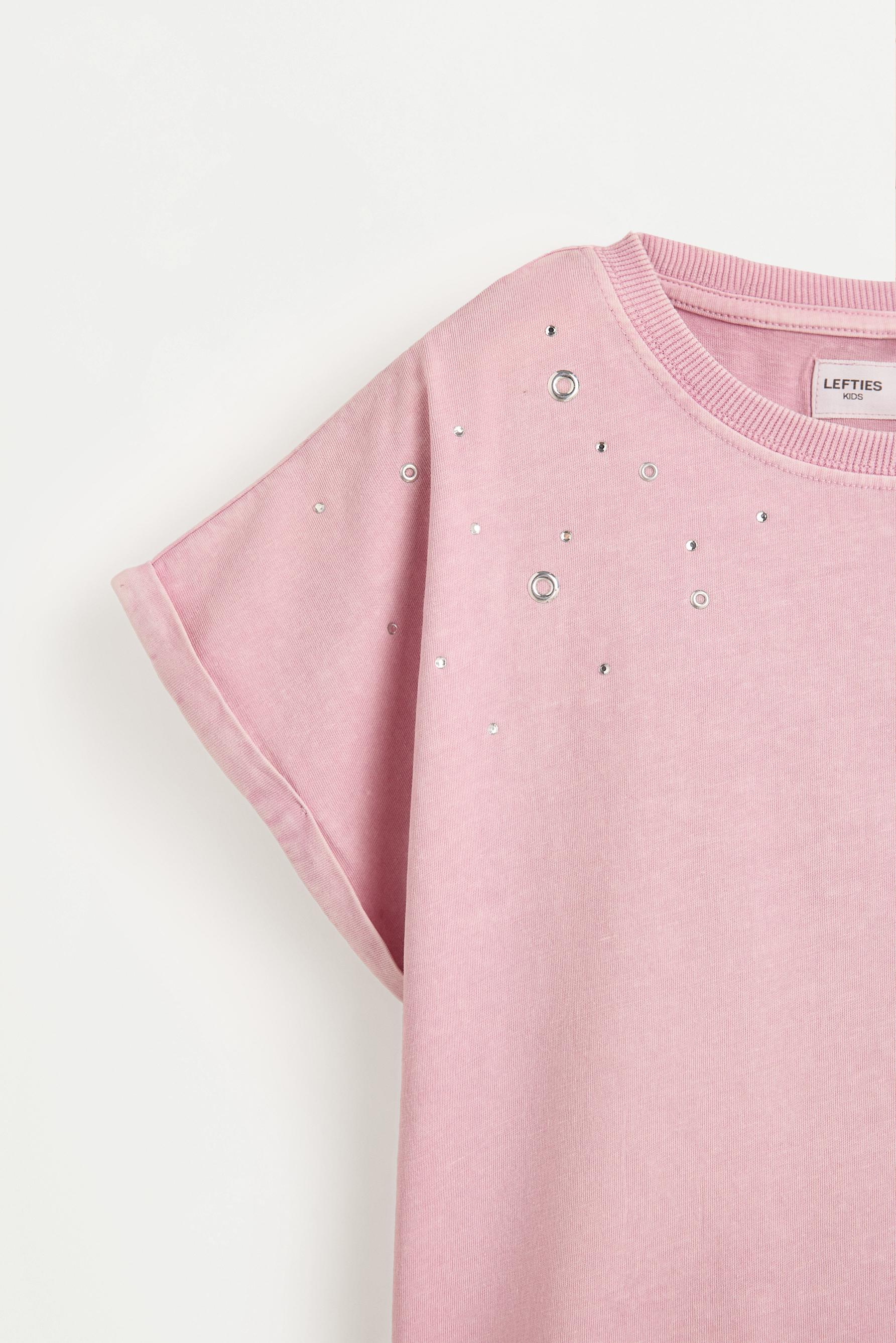 Stud and ring T-shirt — PALE MAUVE