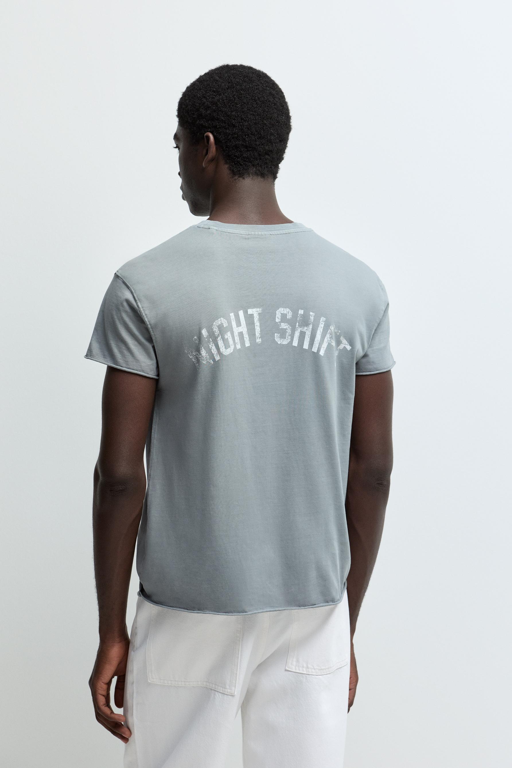 Faded effect printed T-shirt — GREY