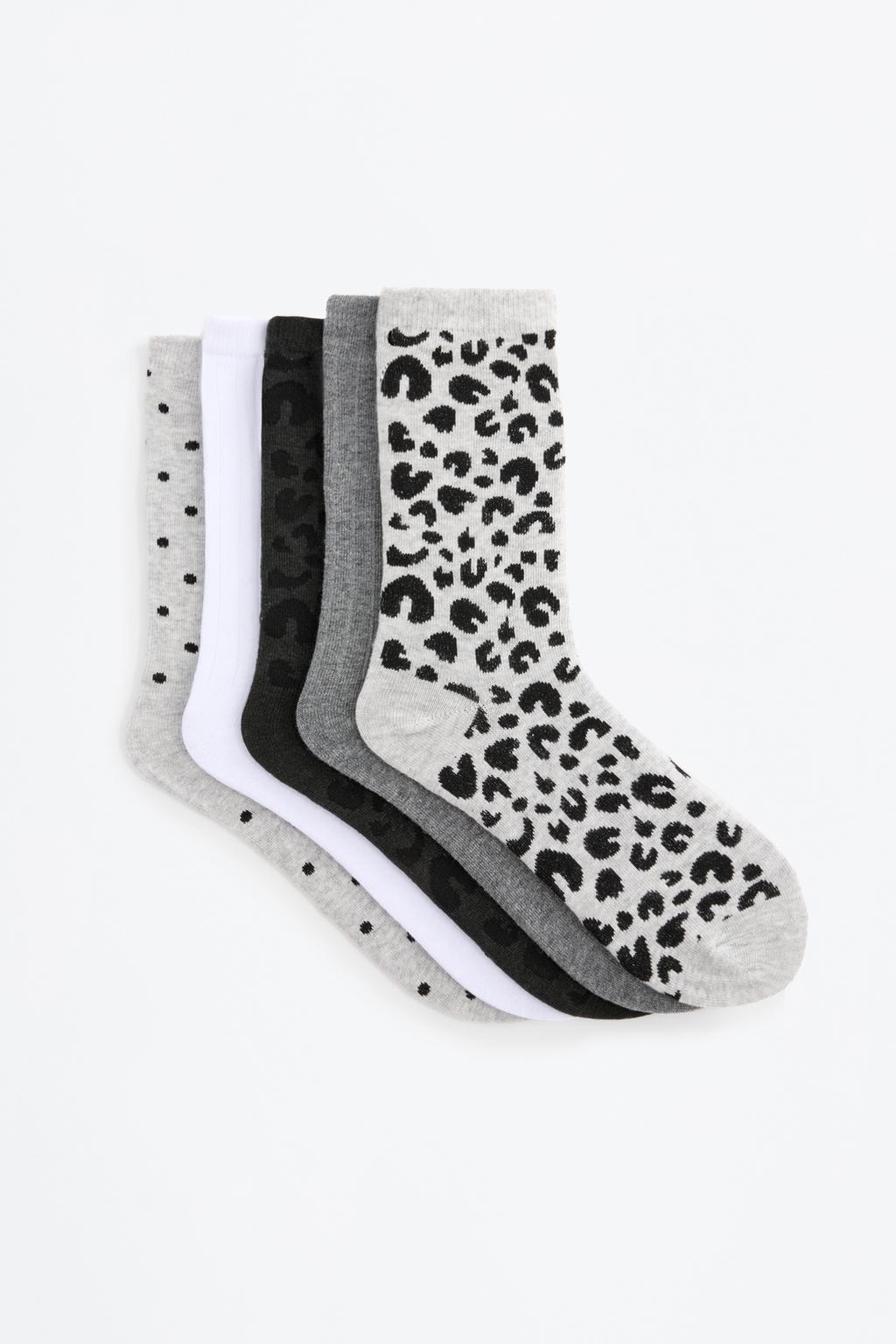 Pack of 5 long animal print socks