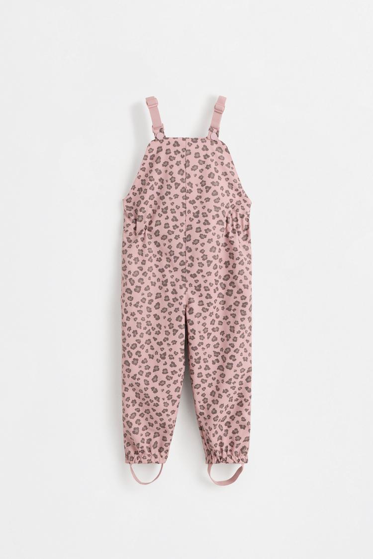 Rubberised fleece-lined dungarees — DUSTY ROSE