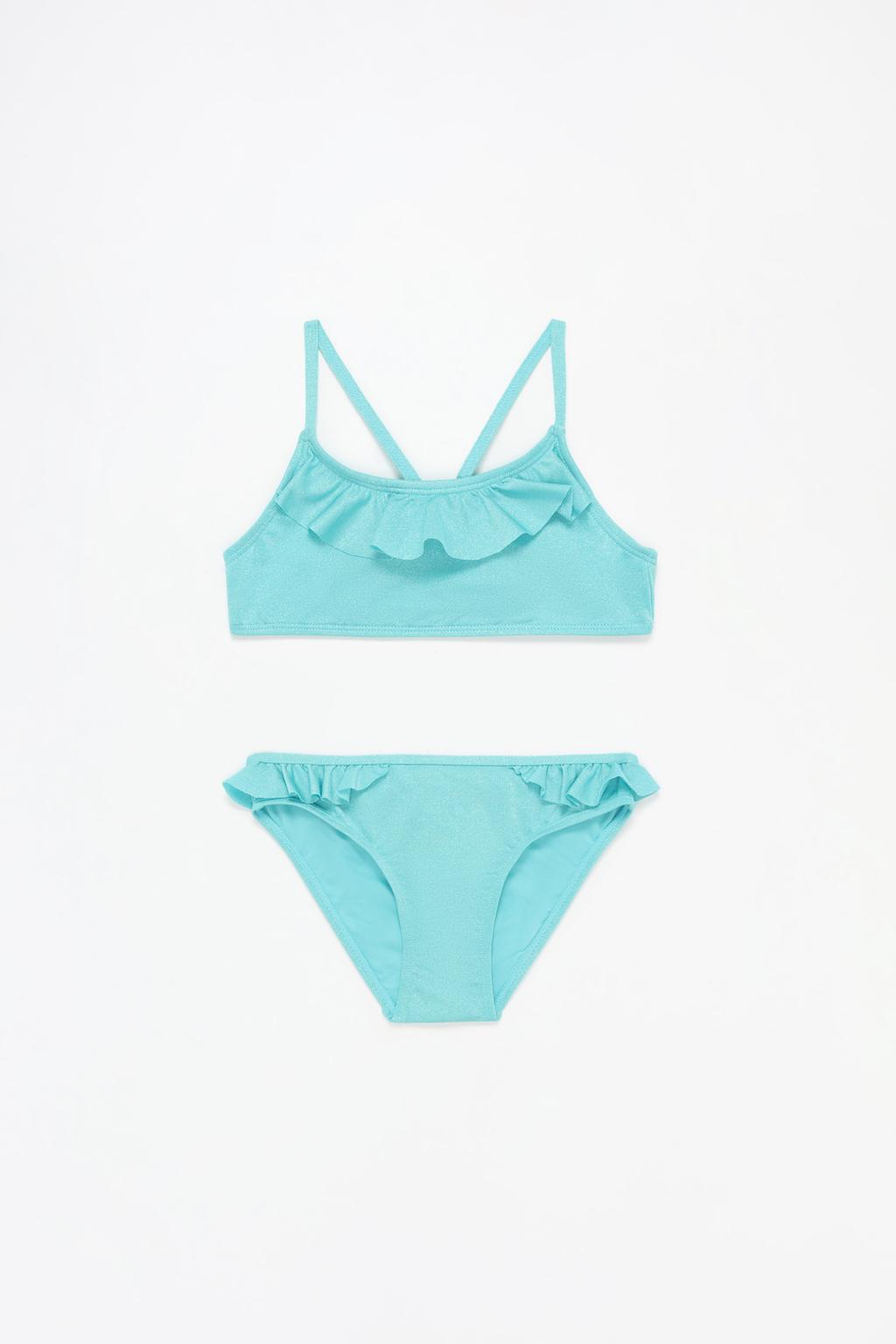 Shimmery bikini set with ruffles