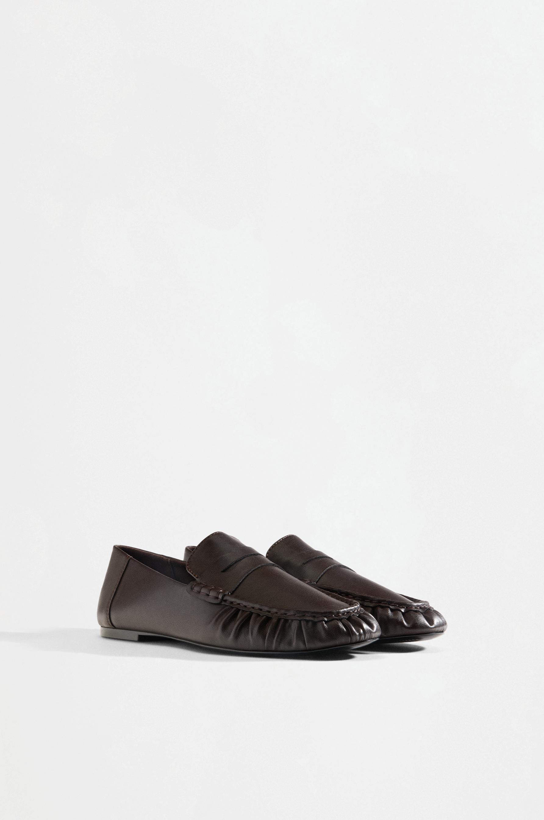 Gathered loafers — BROWN