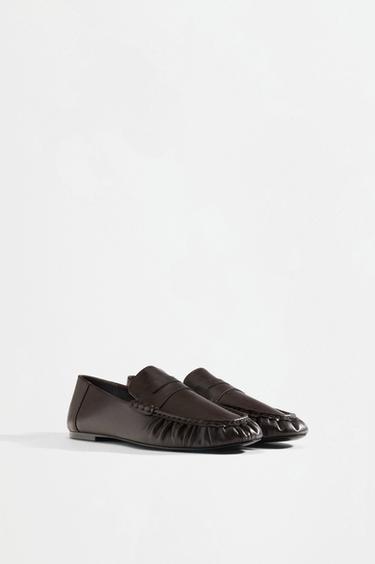 Gathered loafers — BROWN 2