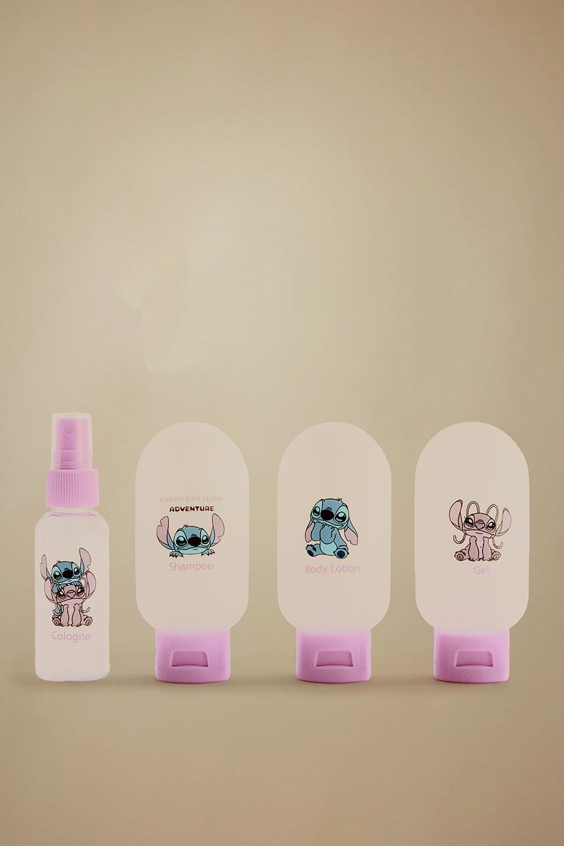 Set of 4 reusable Angel and Stitch ©Disney travel bottles