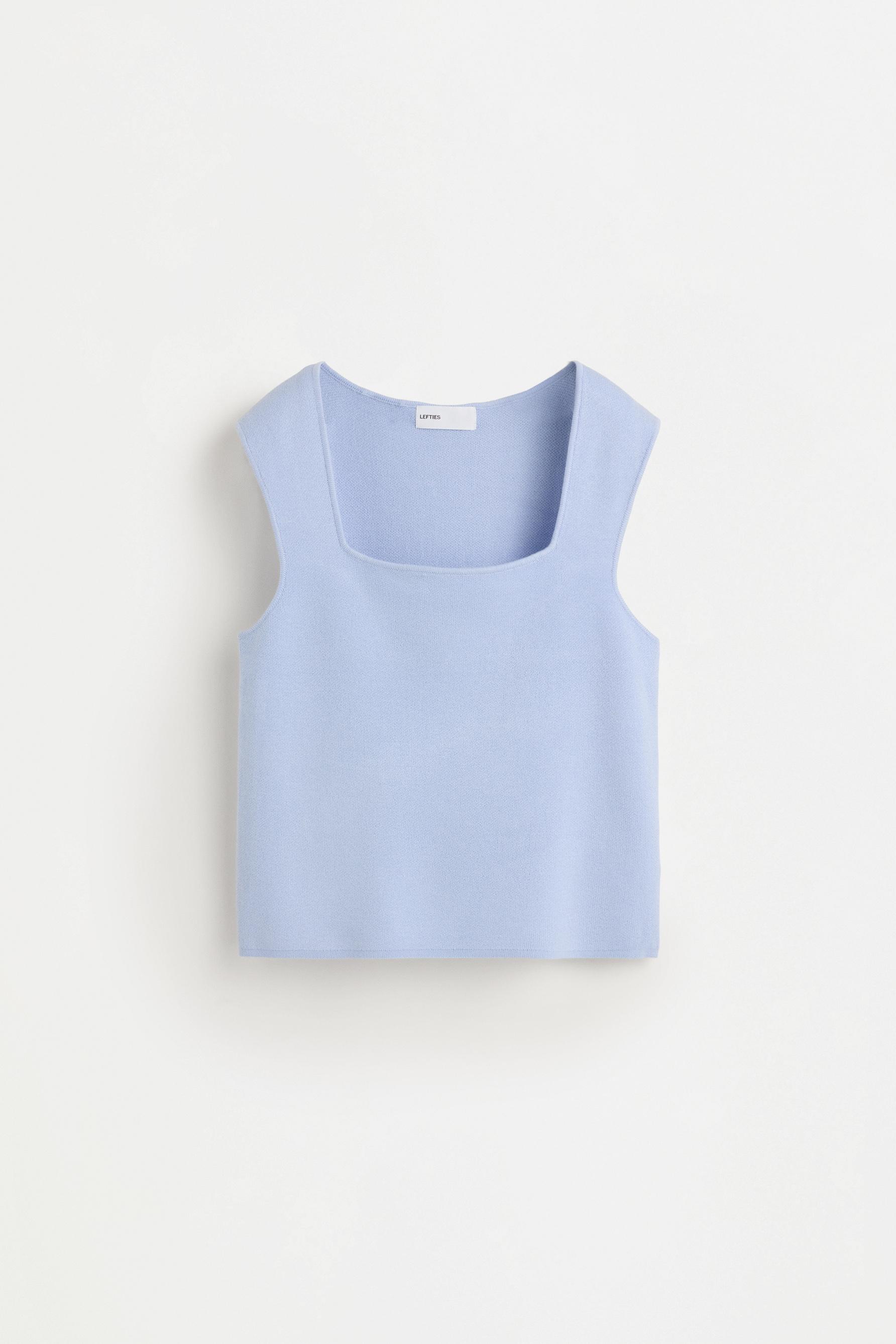 Basic knit top — SKY BLUE