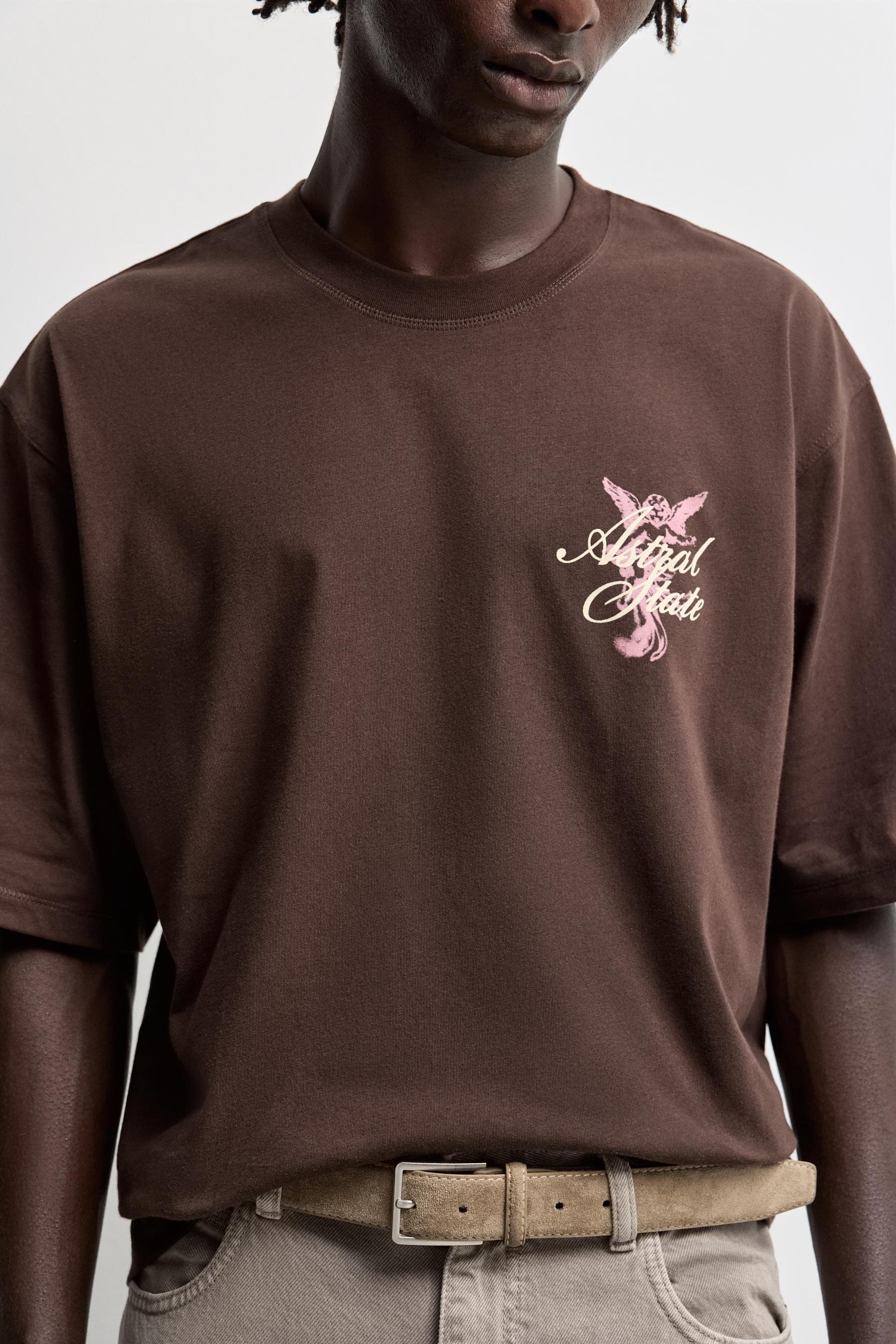 Oversize printed T-shirt — BROWN