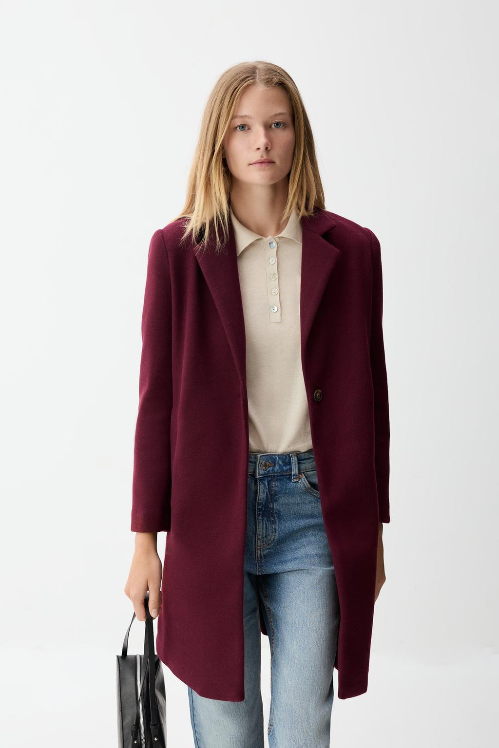 Basic synthetic wool coat