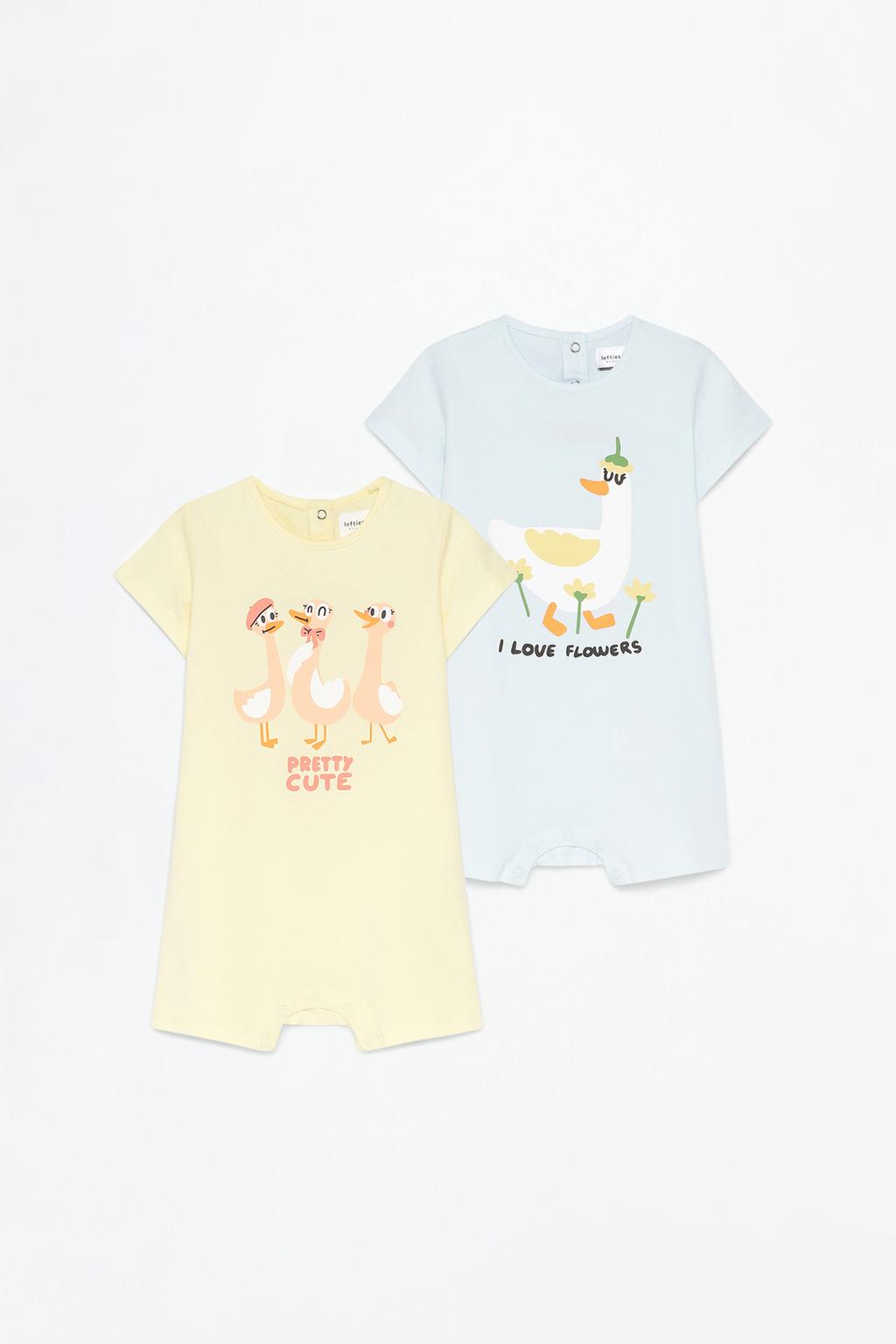 2-pack of sleepsuits with animal motifs