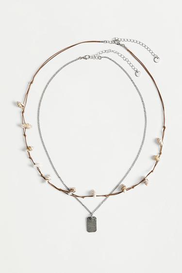 Double-strand seashell pendant necklace — BLACK 2