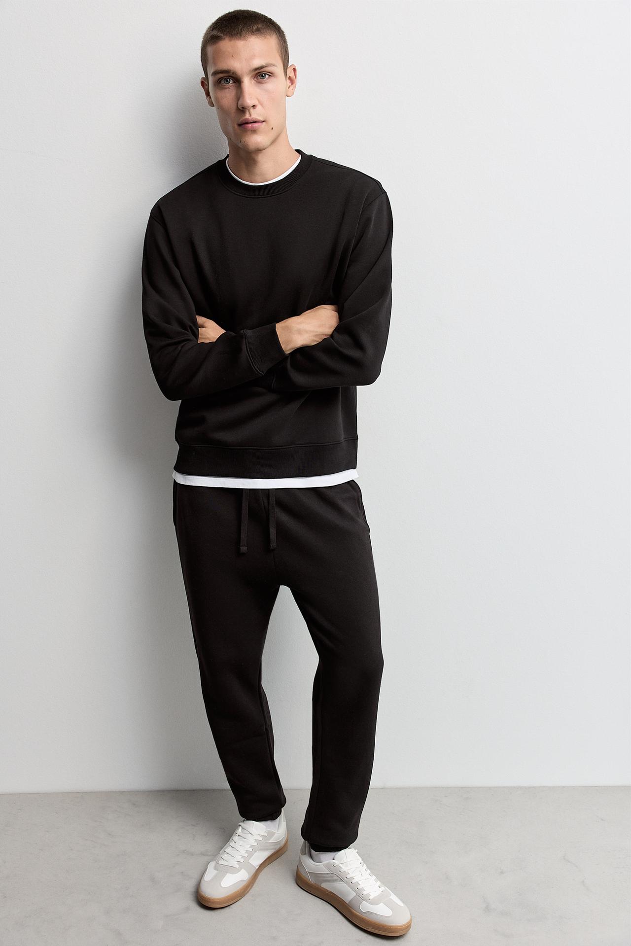Slim fit tracksuit bottoms — BLACK