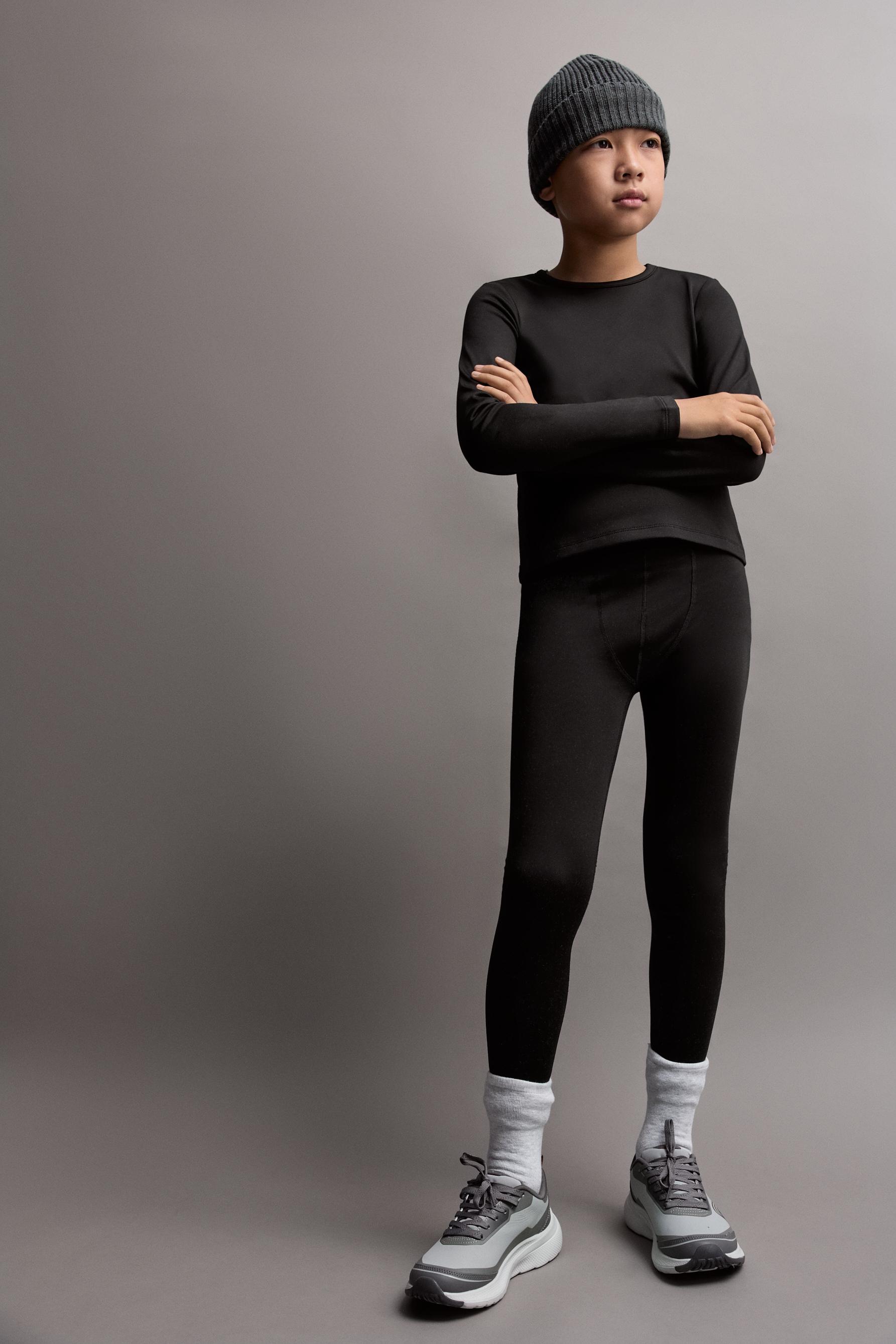 Medium-weight thermal comfort leggings — BLACK