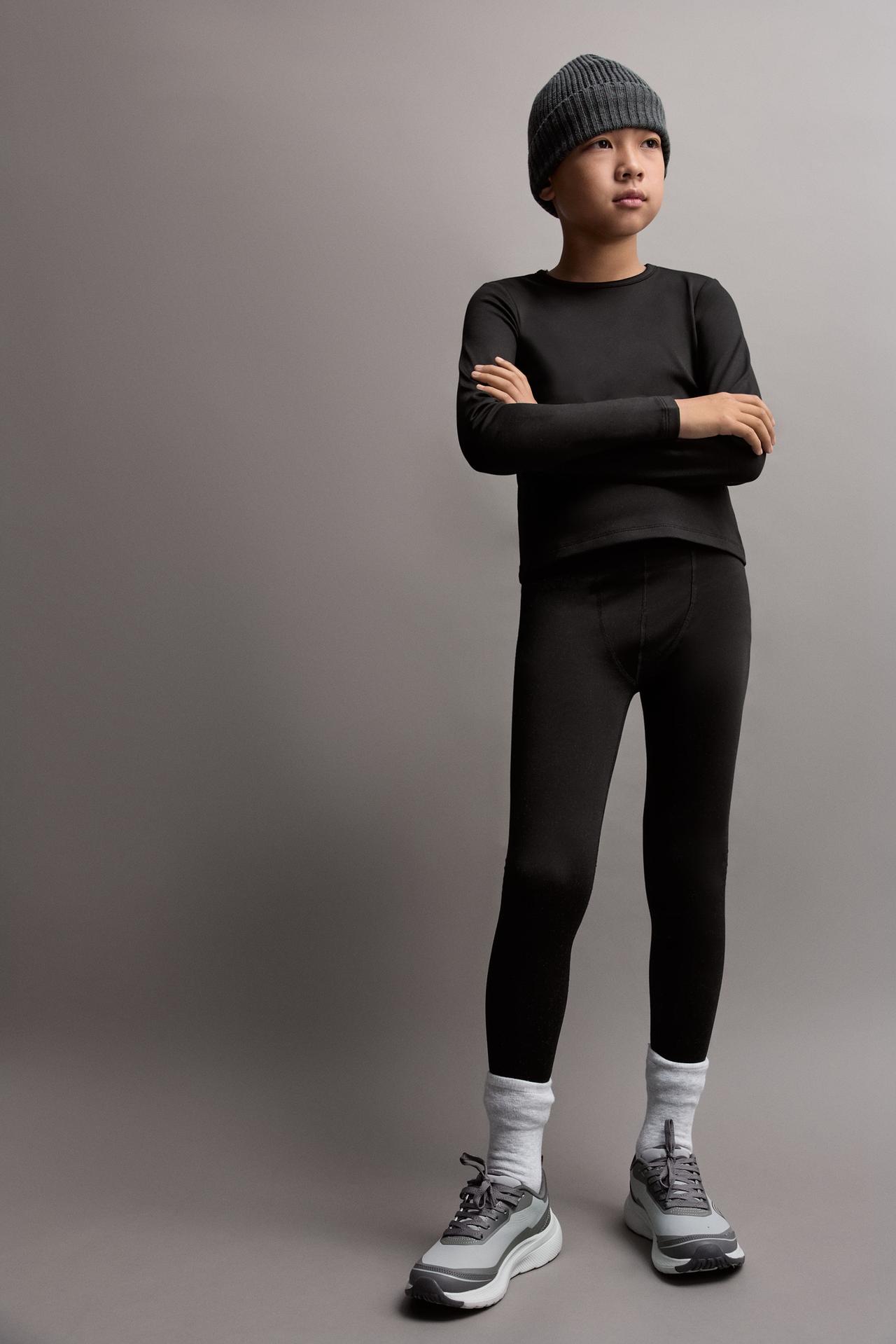 Medium-weight thermal comfort leggings — BLACK