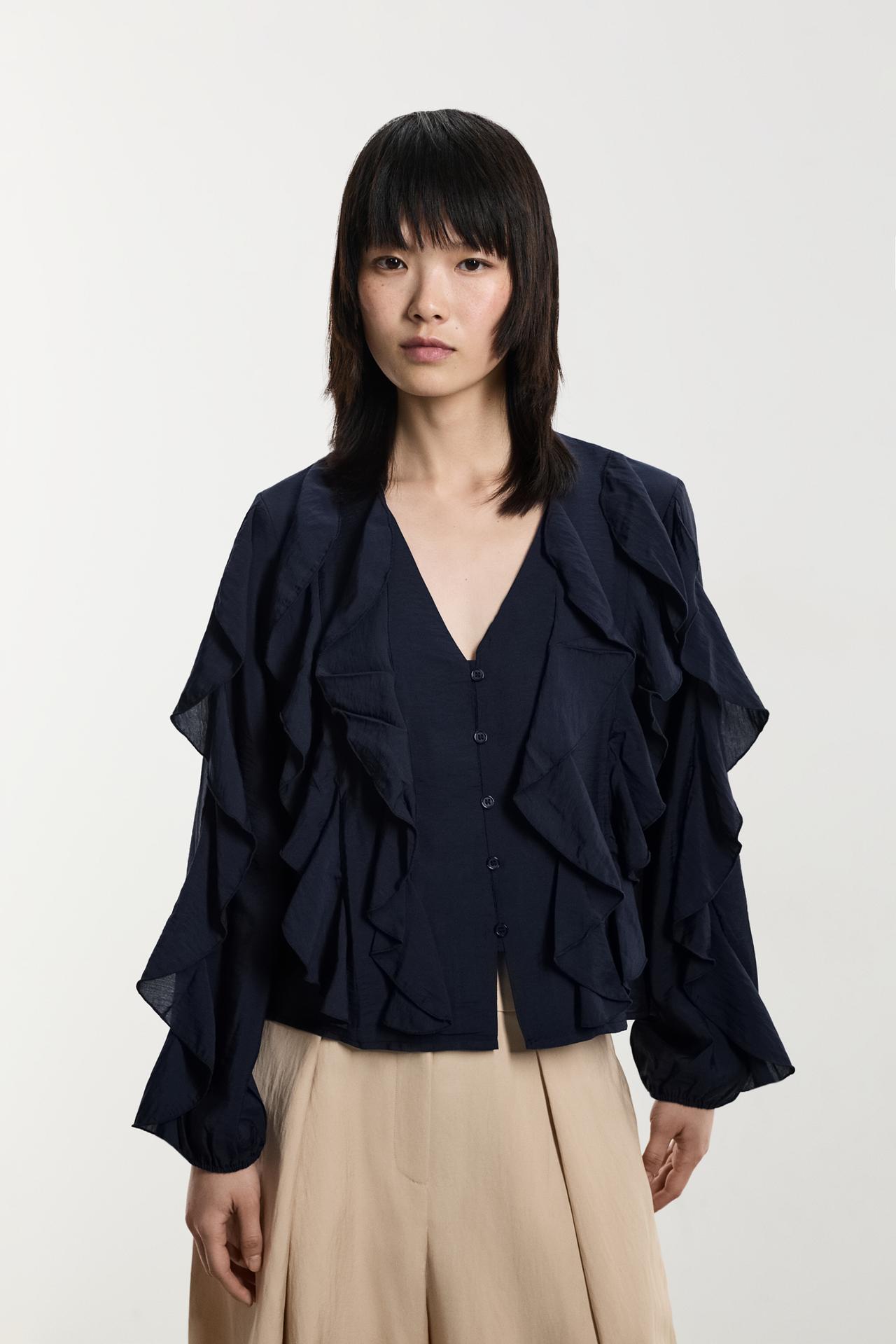 Ruffled Shirt — NAVY