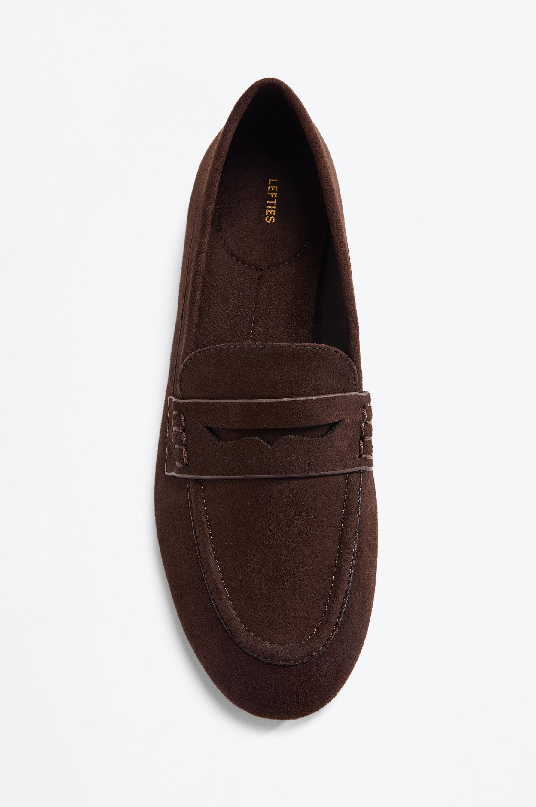 Faux suede moccasin shoe — BROWN
