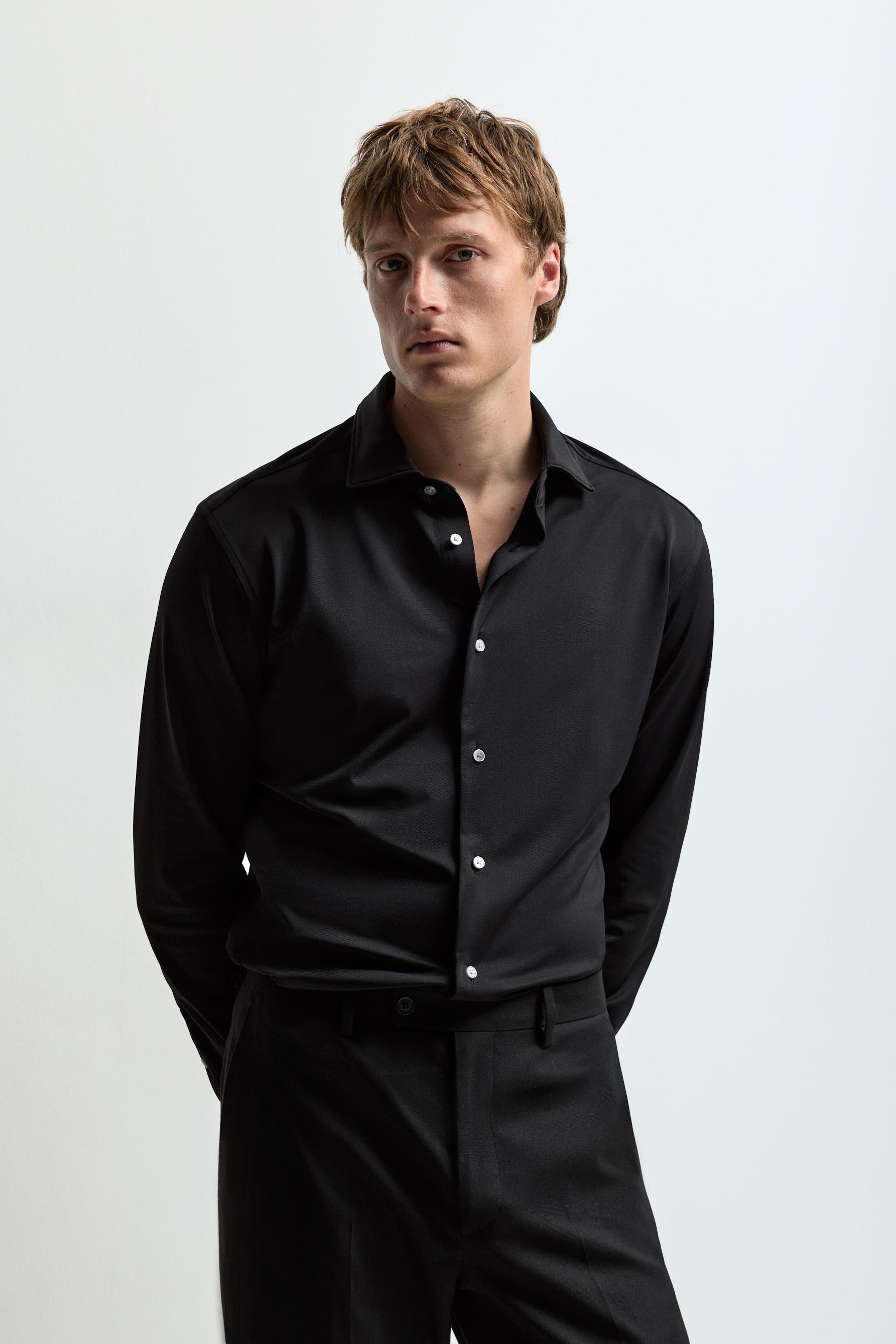 Slim fit tailored shirt — BLACK