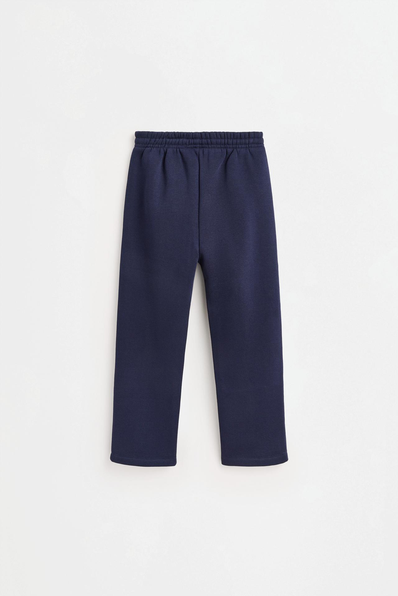 Straight-leg plush trousers — DARK BLUE
