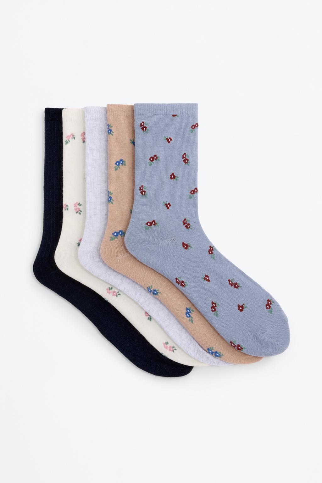 Pack of 5 long floral socks