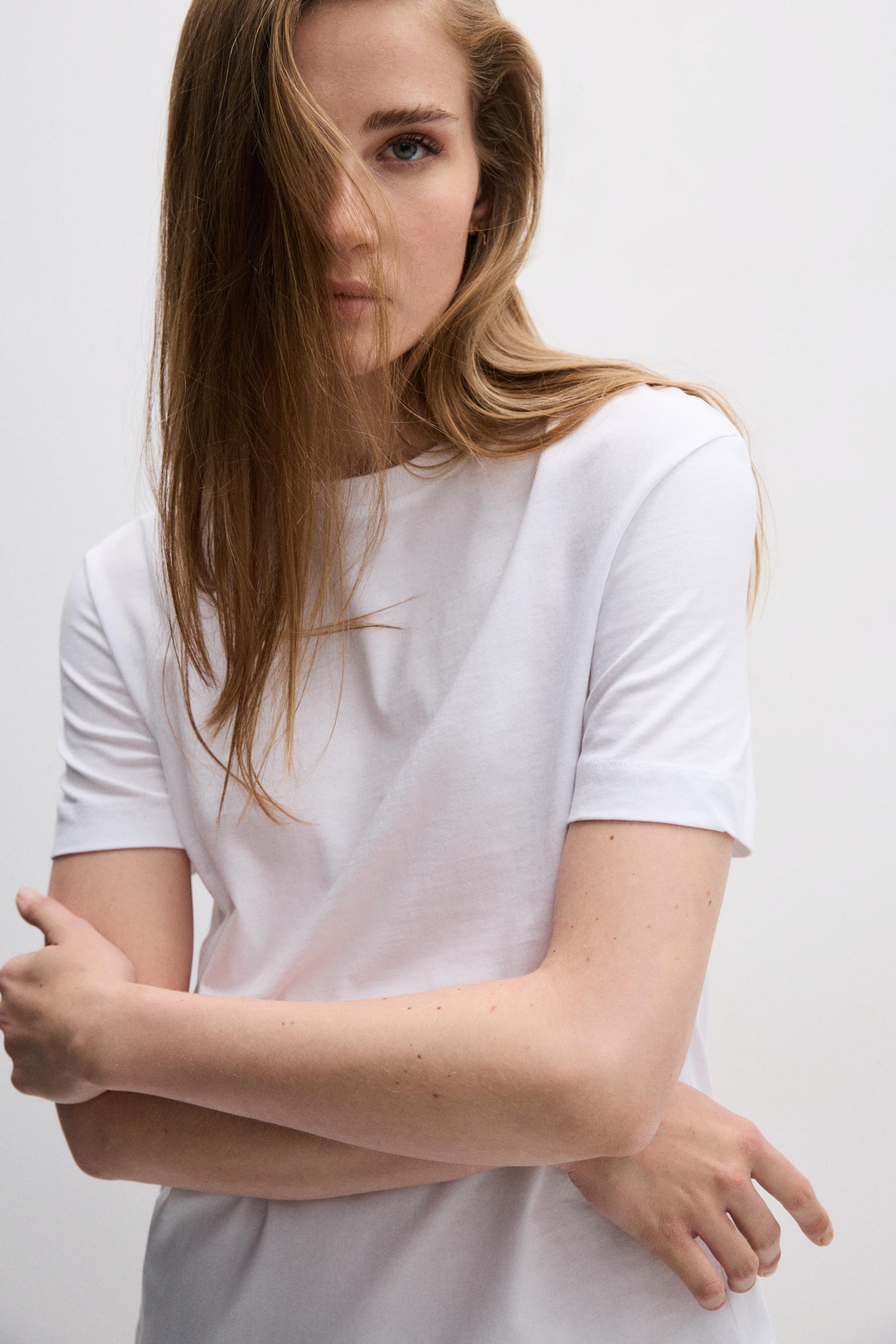 Basic round neck T-shirt — WHITE
