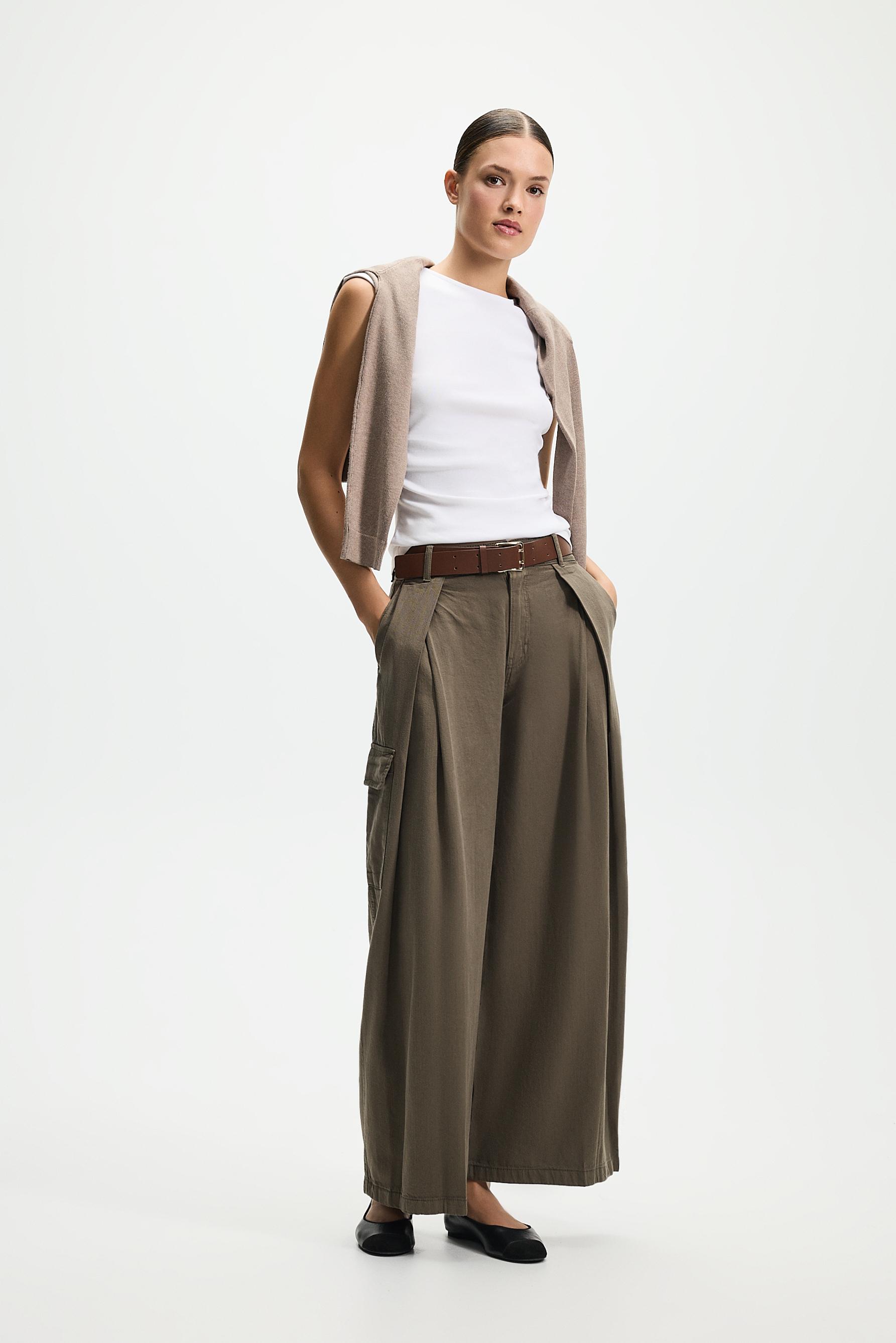 Cargo barrel jeans — KHAKI