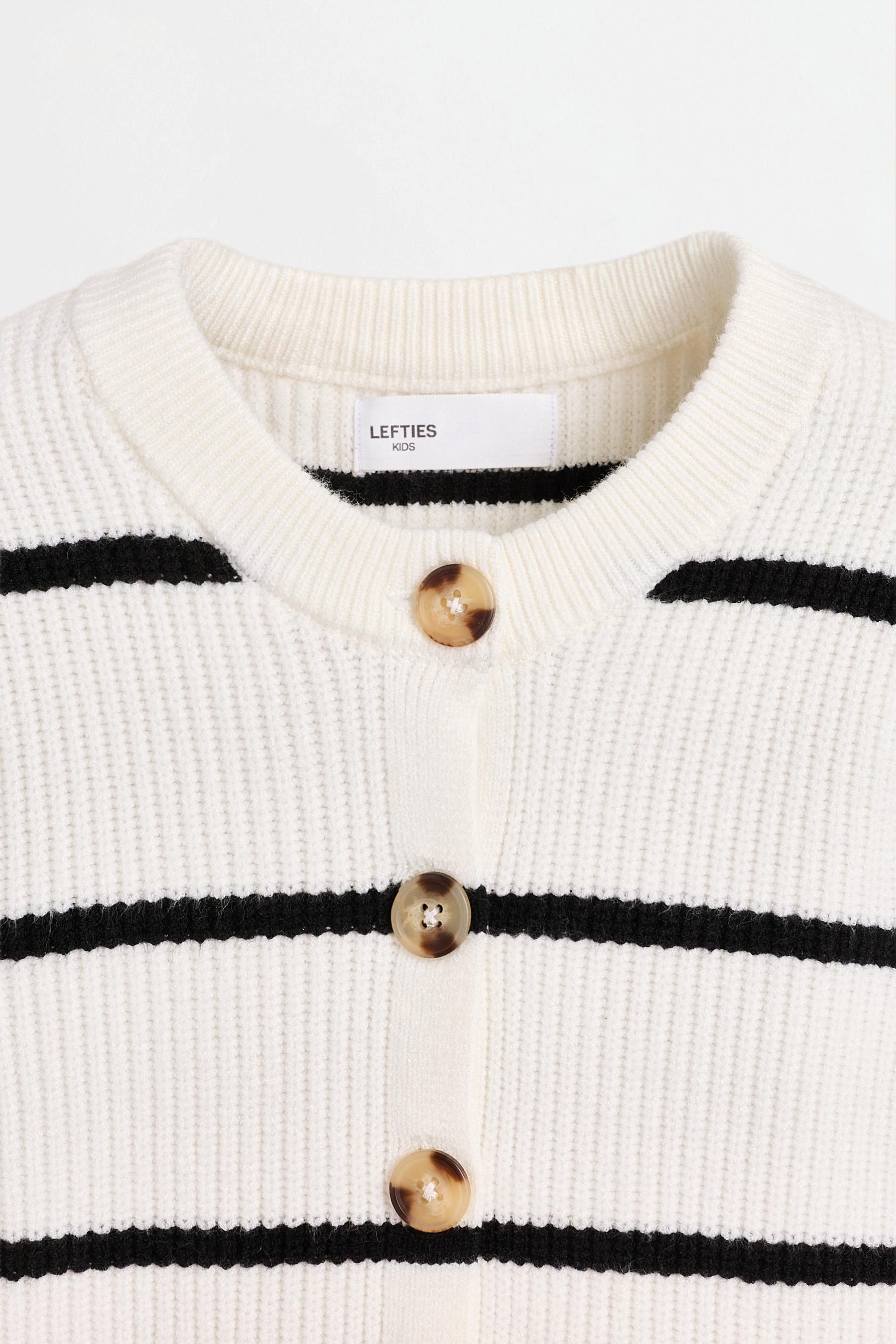 Knit cardigan — BLACK/WHITE