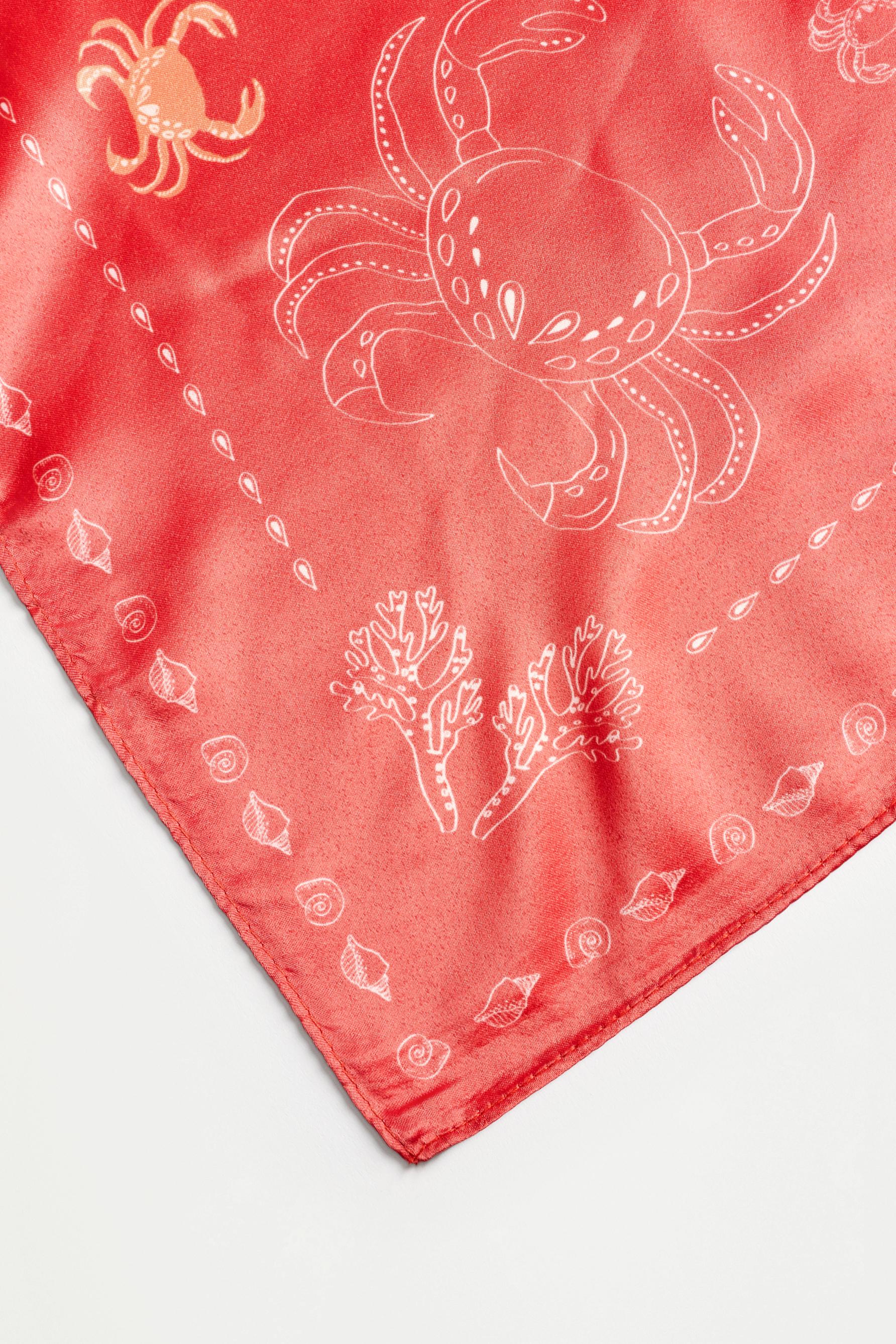 Crab sateen scarf — RED