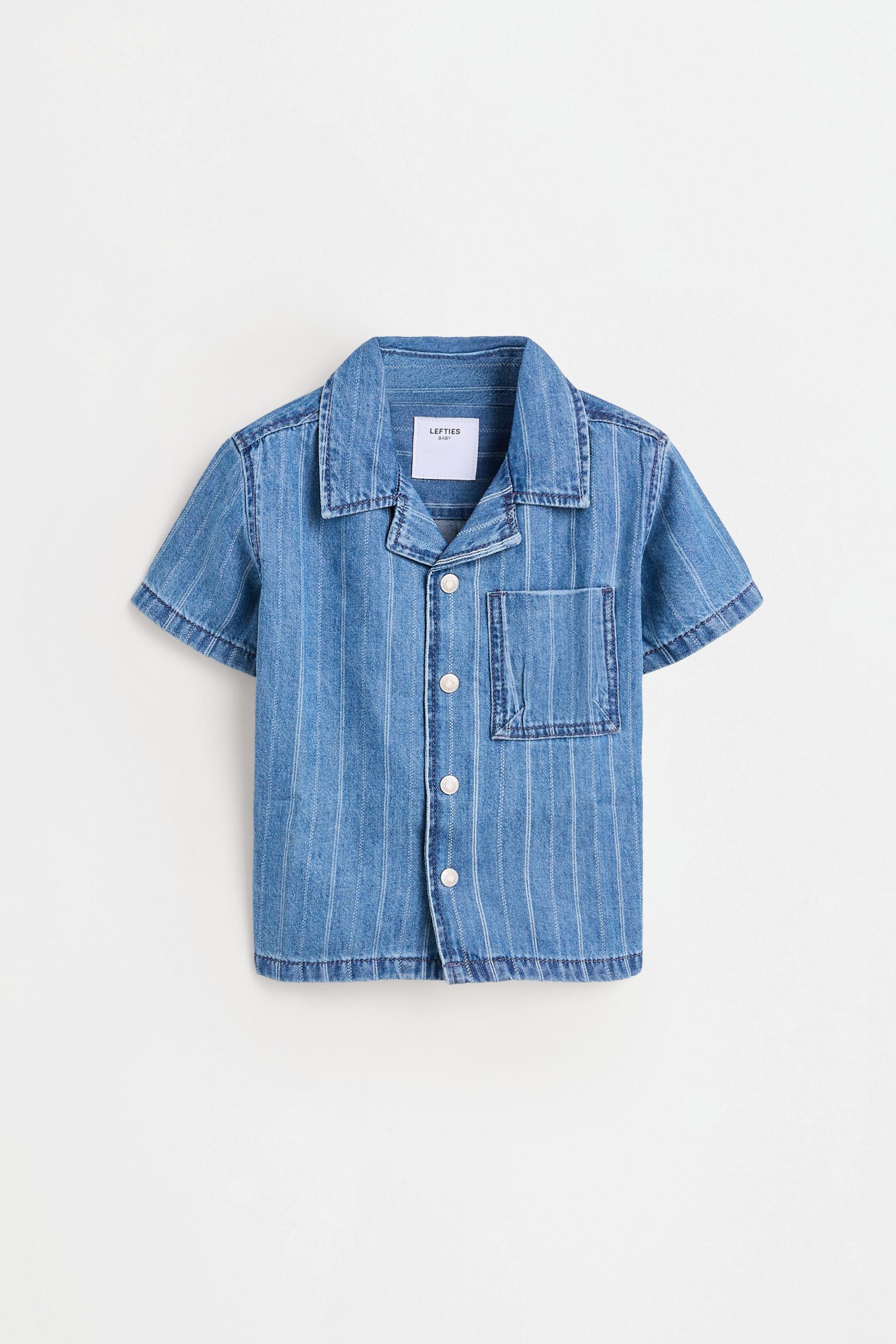 Striped denim resort shirt — BLUE