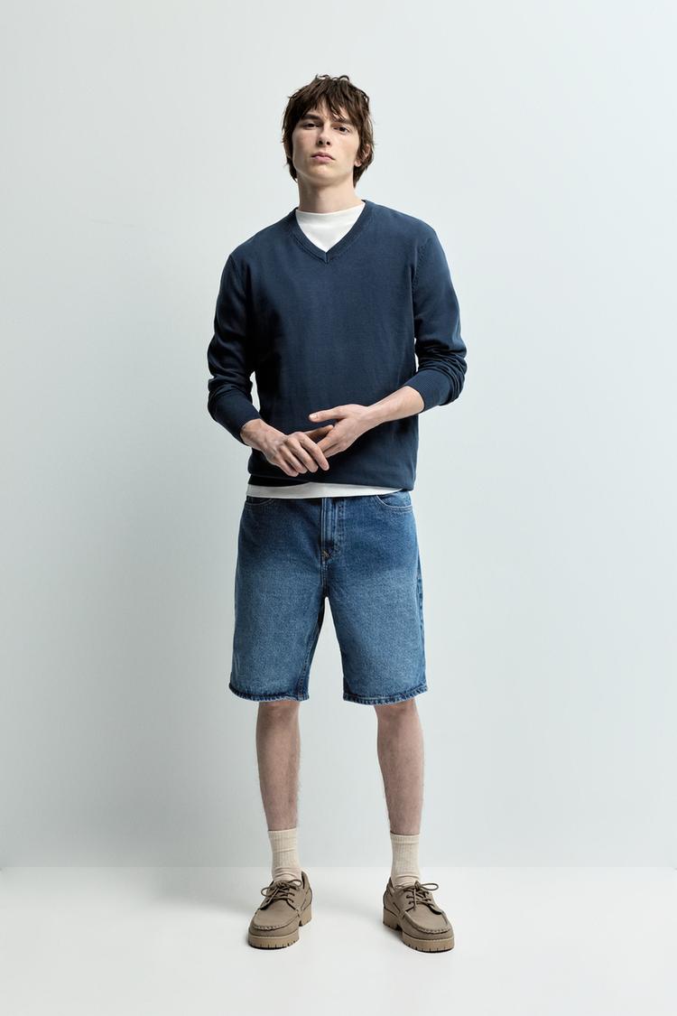 Regular fit denim Bermuda shorts — INDIGO