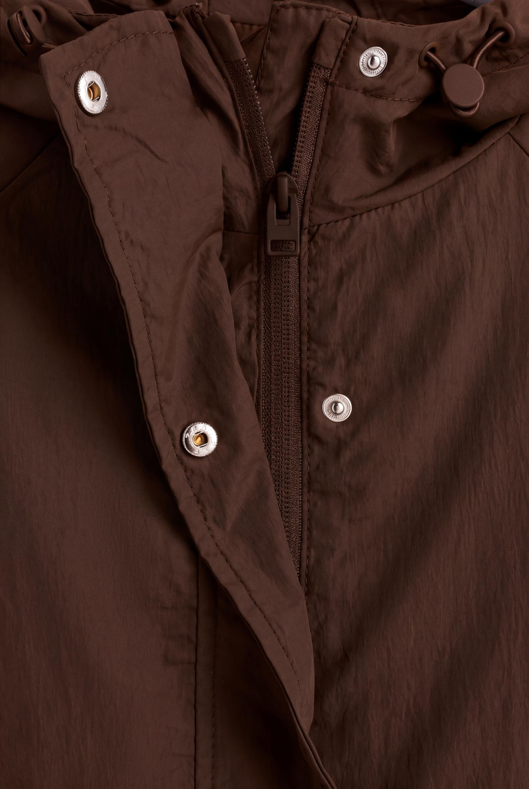 Cropped hooded windbreaker — CHOCOLATE