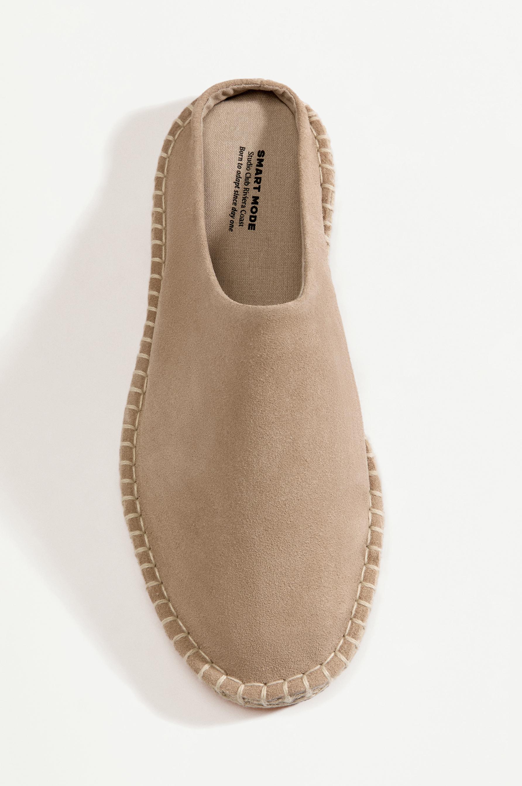 Jute-effect leather clogs — BEIGE