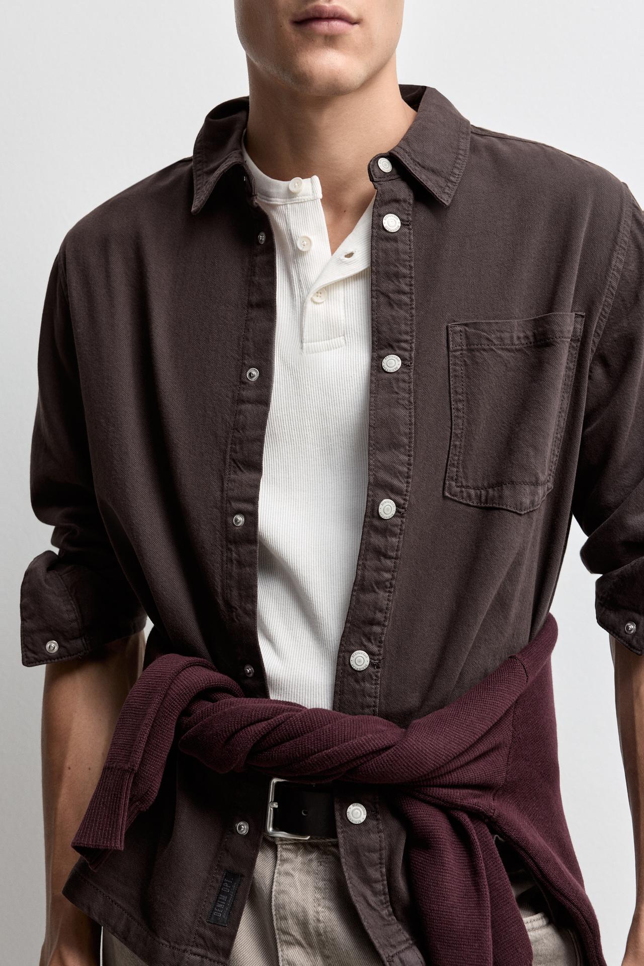Lightweight denim overshirt — BROWN