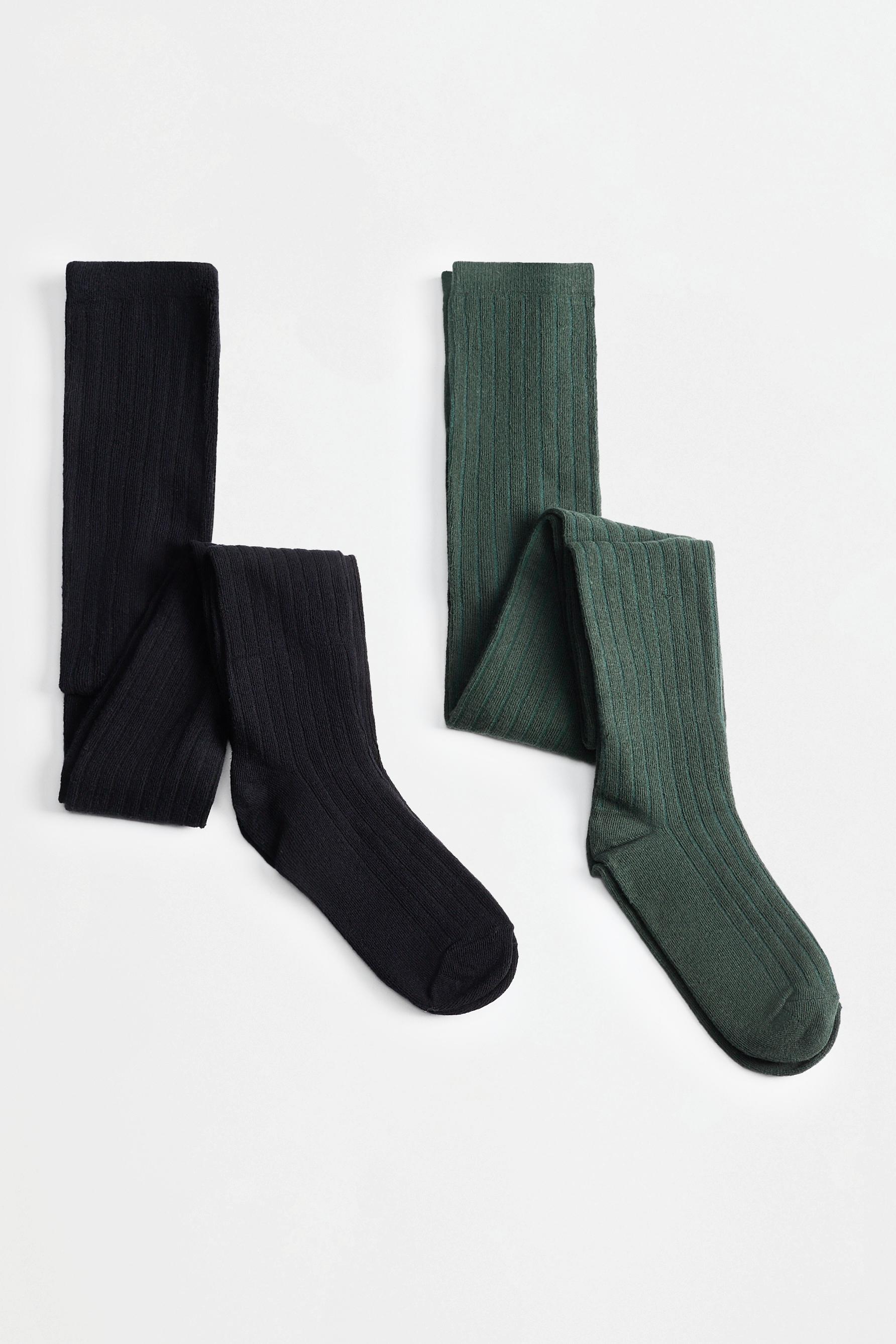 2-pack of ribbed tights — DARK GREEN