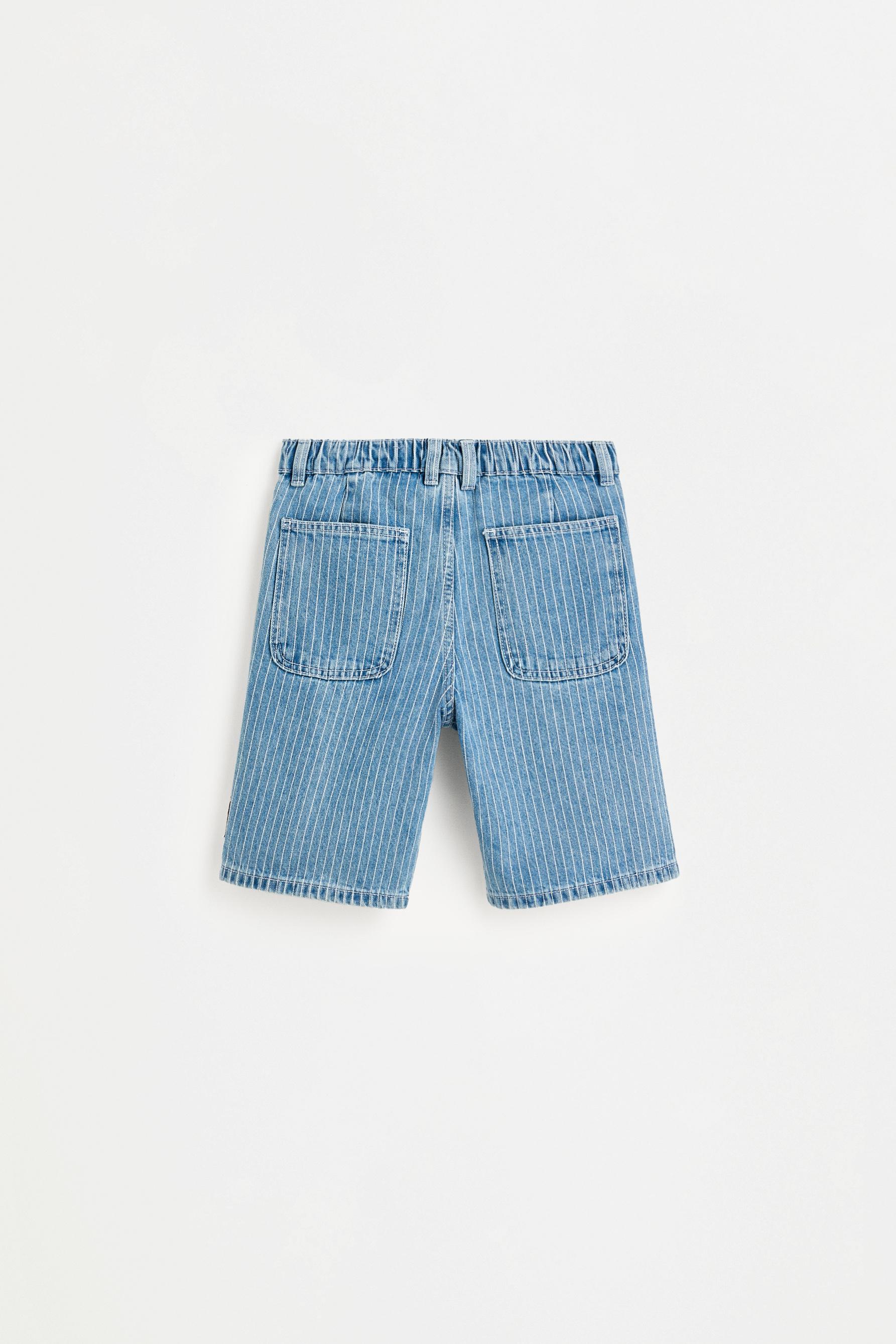 Striped denim Bermuda shorts — PALE INDIGO