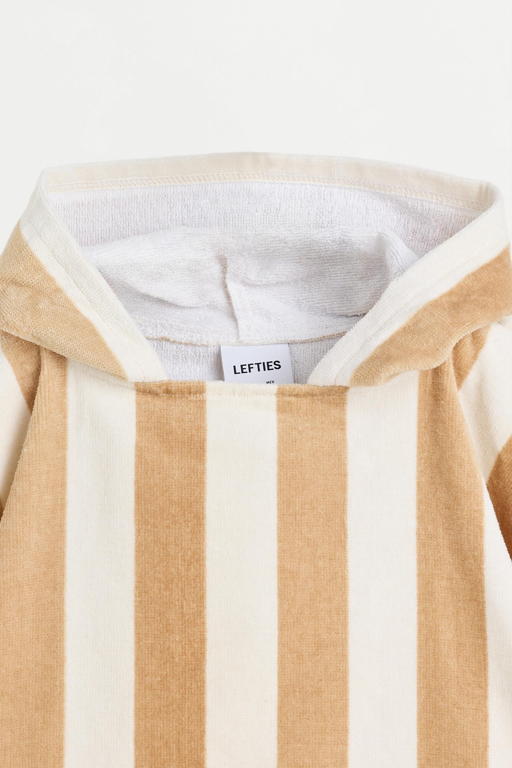 Kids' Striped Beige Towel Poncho — BEIGE