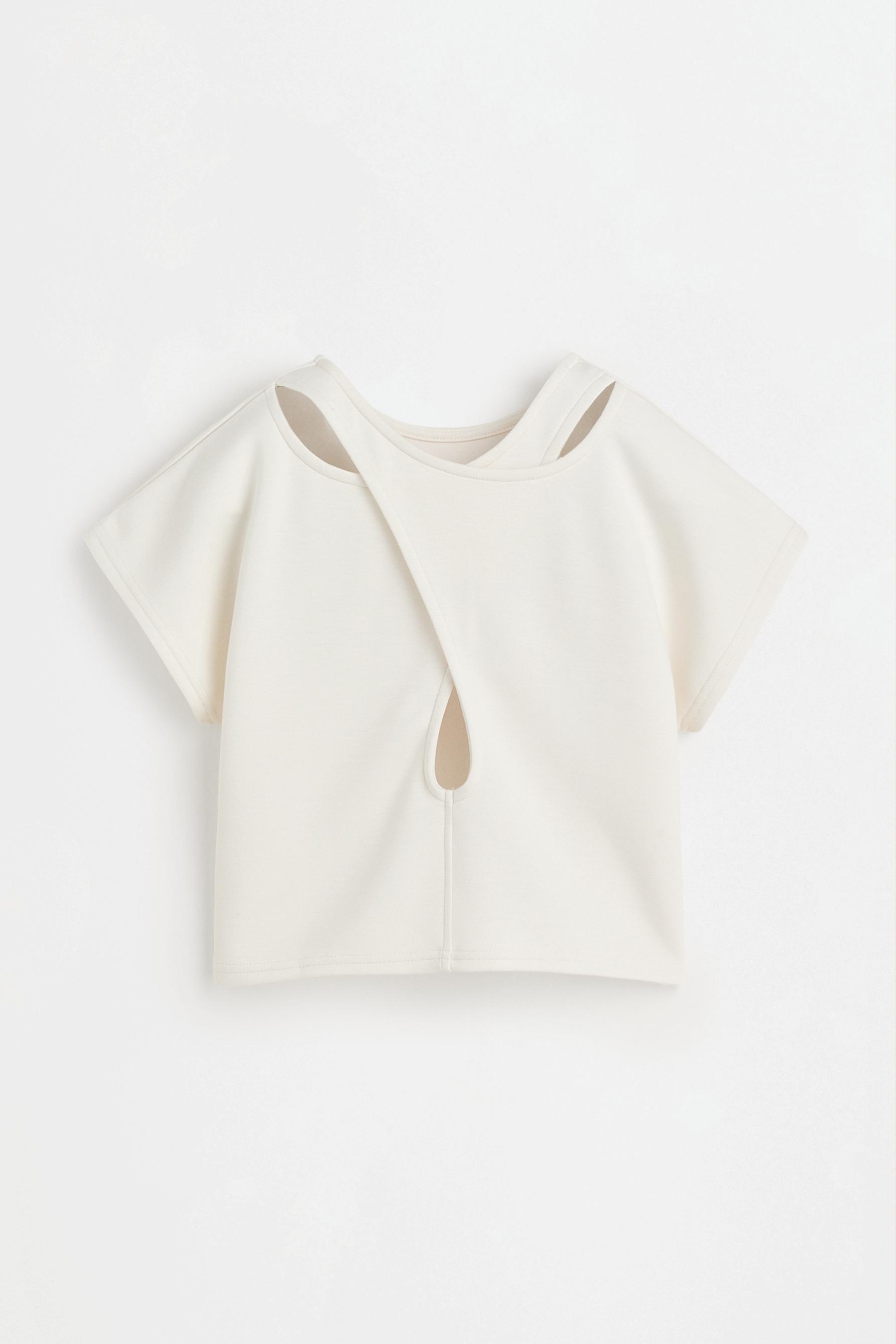 Flowing cross-back T-shirt — IVORY