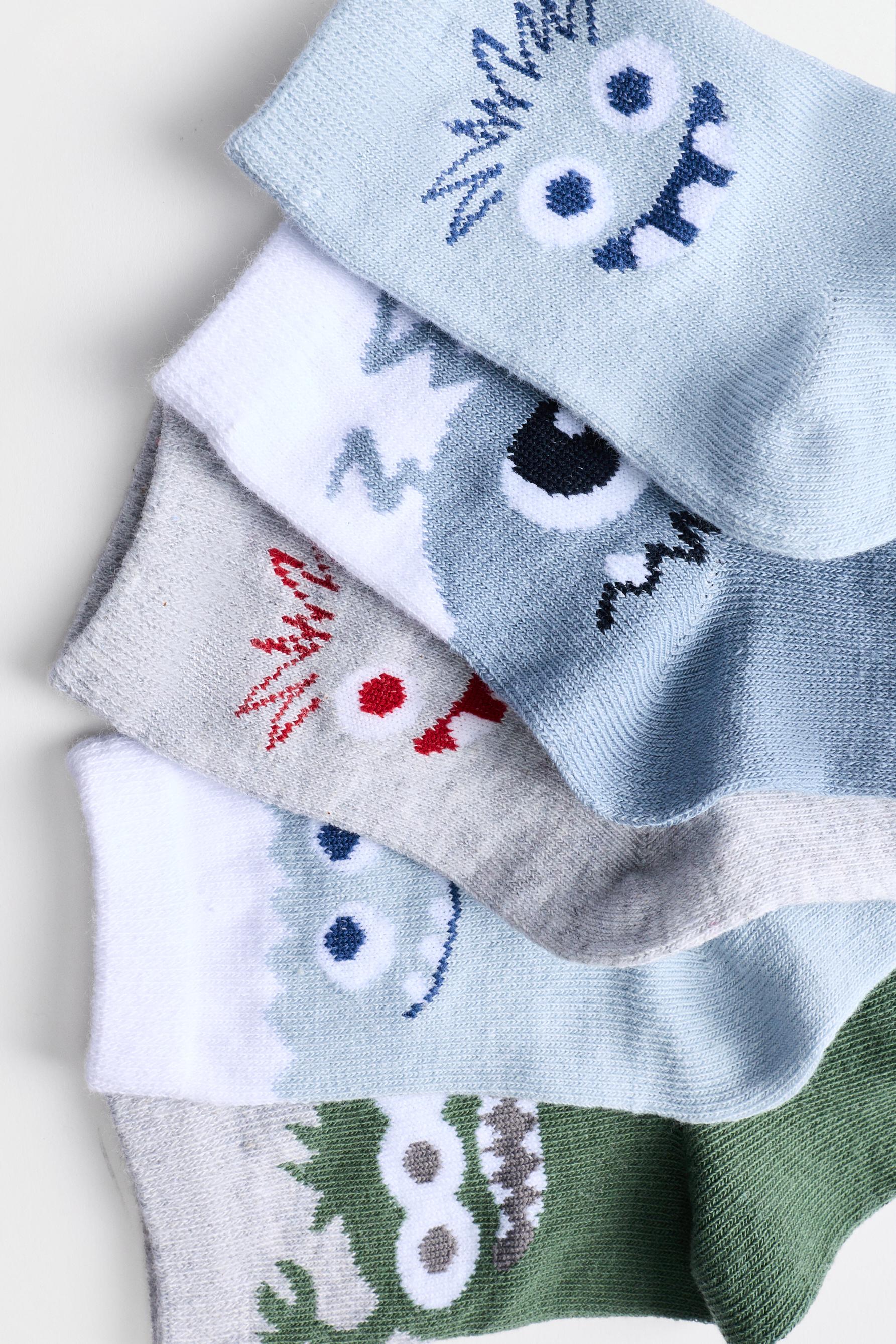 Monster long socks (5-pack) — GREYISH GREEN